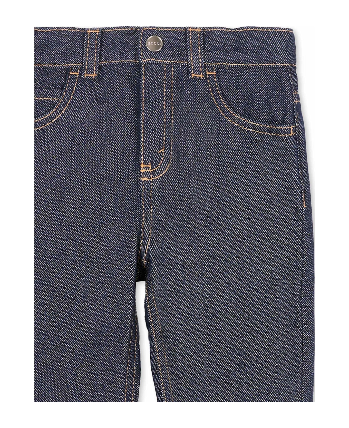 Gucci Denim Jeans For Babykids With Web Detail - Denim