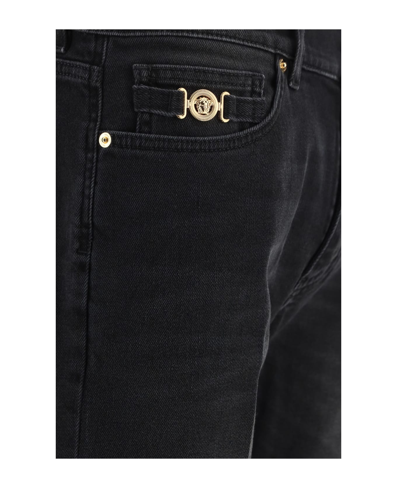 Versace Stretch Denim Slim Fit Jeans - Faded Washed Black