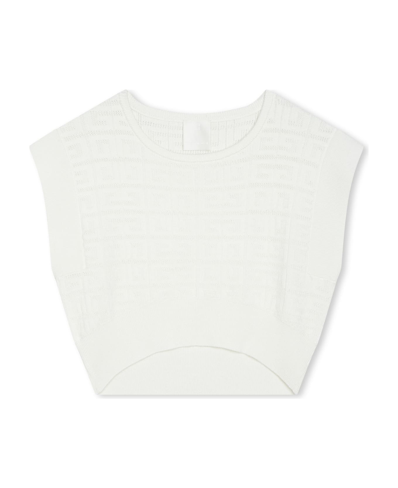 Givenchy Canotta Crop Con Logo 4g Jacquard - White ニットウェア＆スウェットシャツ
