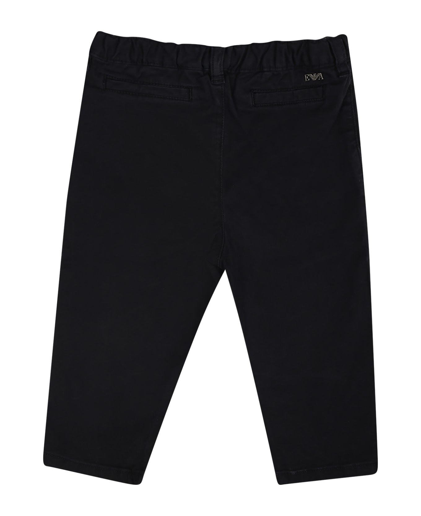 Emporio Armani Blue Trousers For Baby Boy With Logo - Blue ボトムス