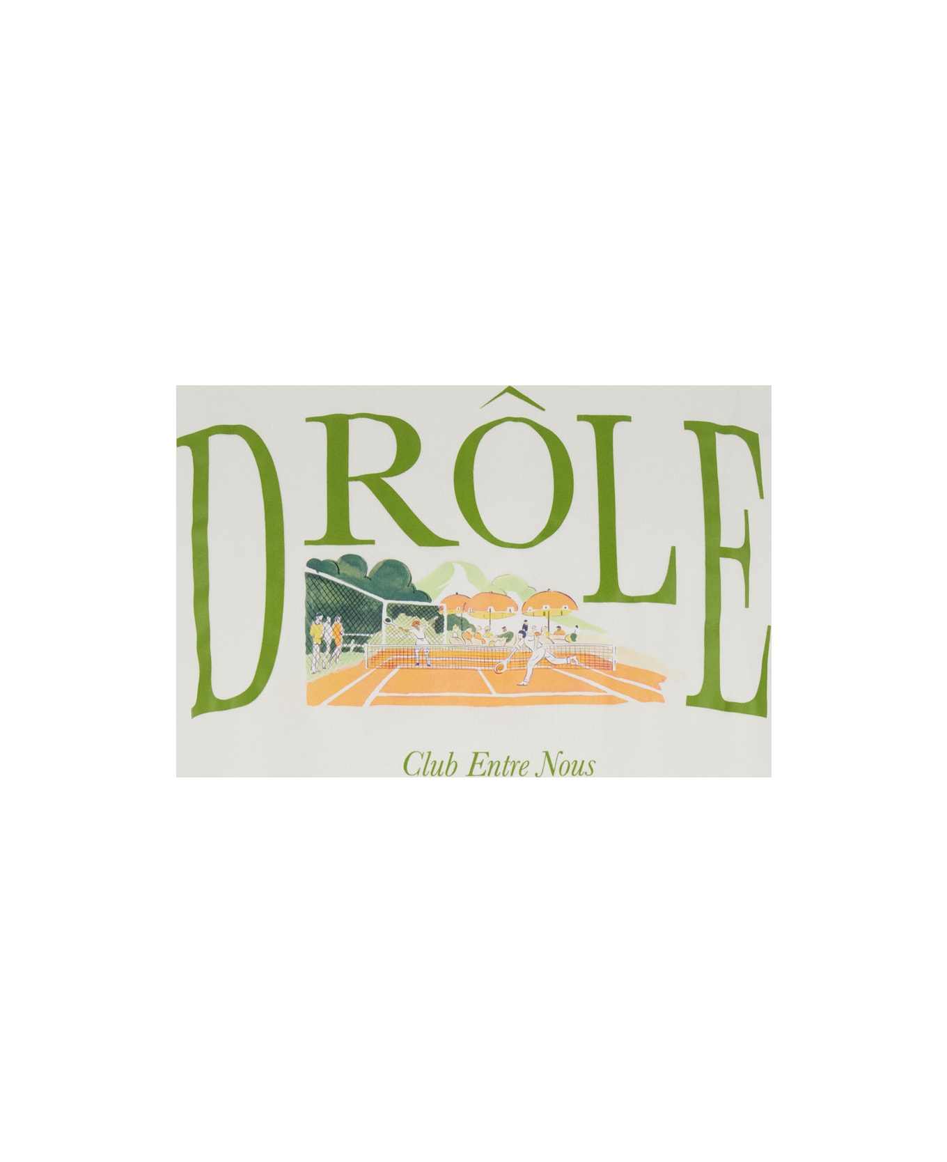 Drôle de Monsieur 
le T-shirt Tennis Court
 White Crewneck T-shirt With Maxi Print On The Front In Cotton Man - White