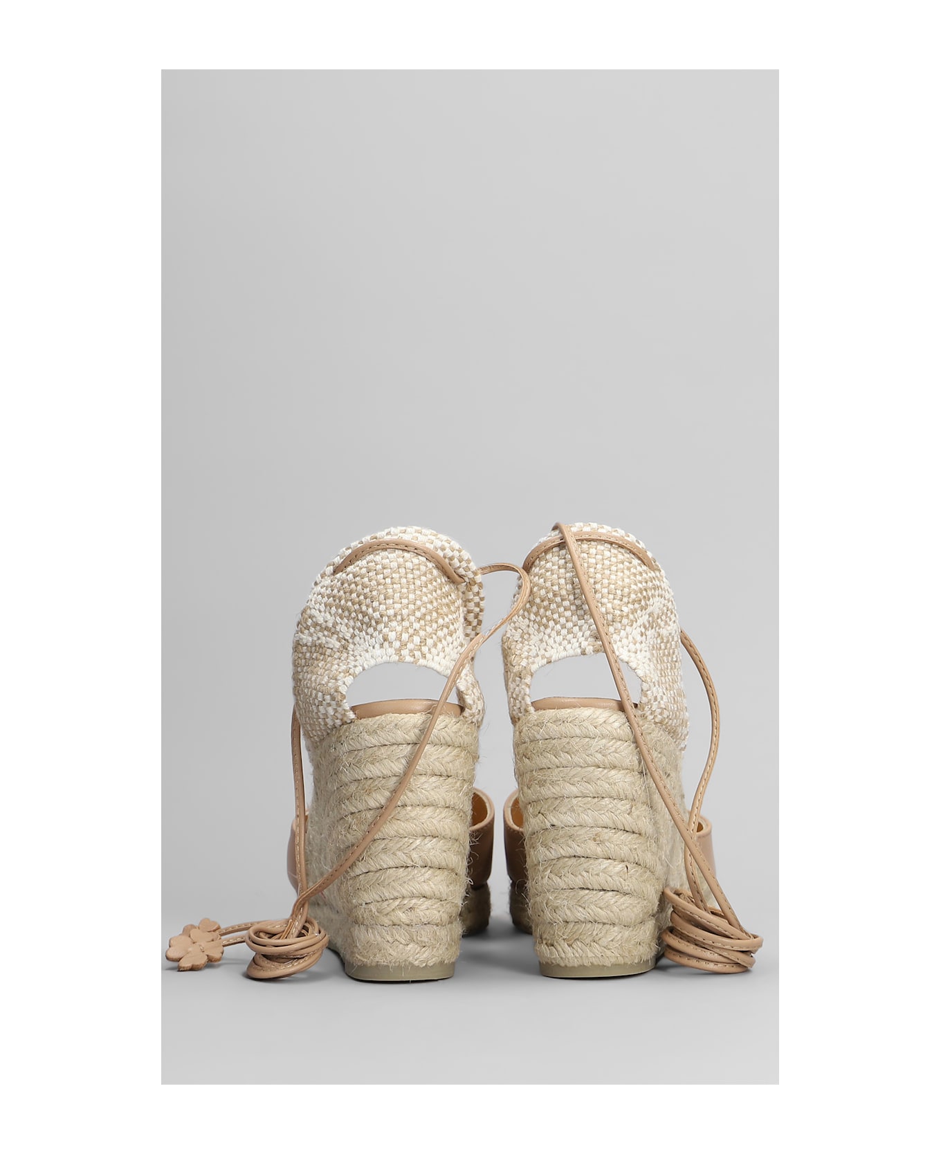 Castañer Carina-8-250 Wedges In Powder Leather And Fabric - powder