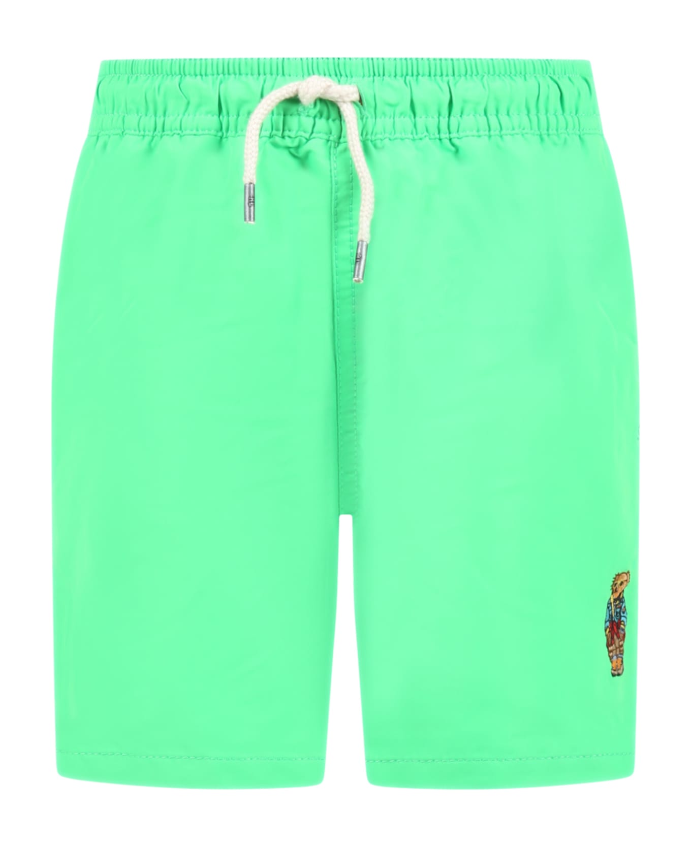 Ralph Lauren Green Swimsuit For Boy With Polo Bear - Green