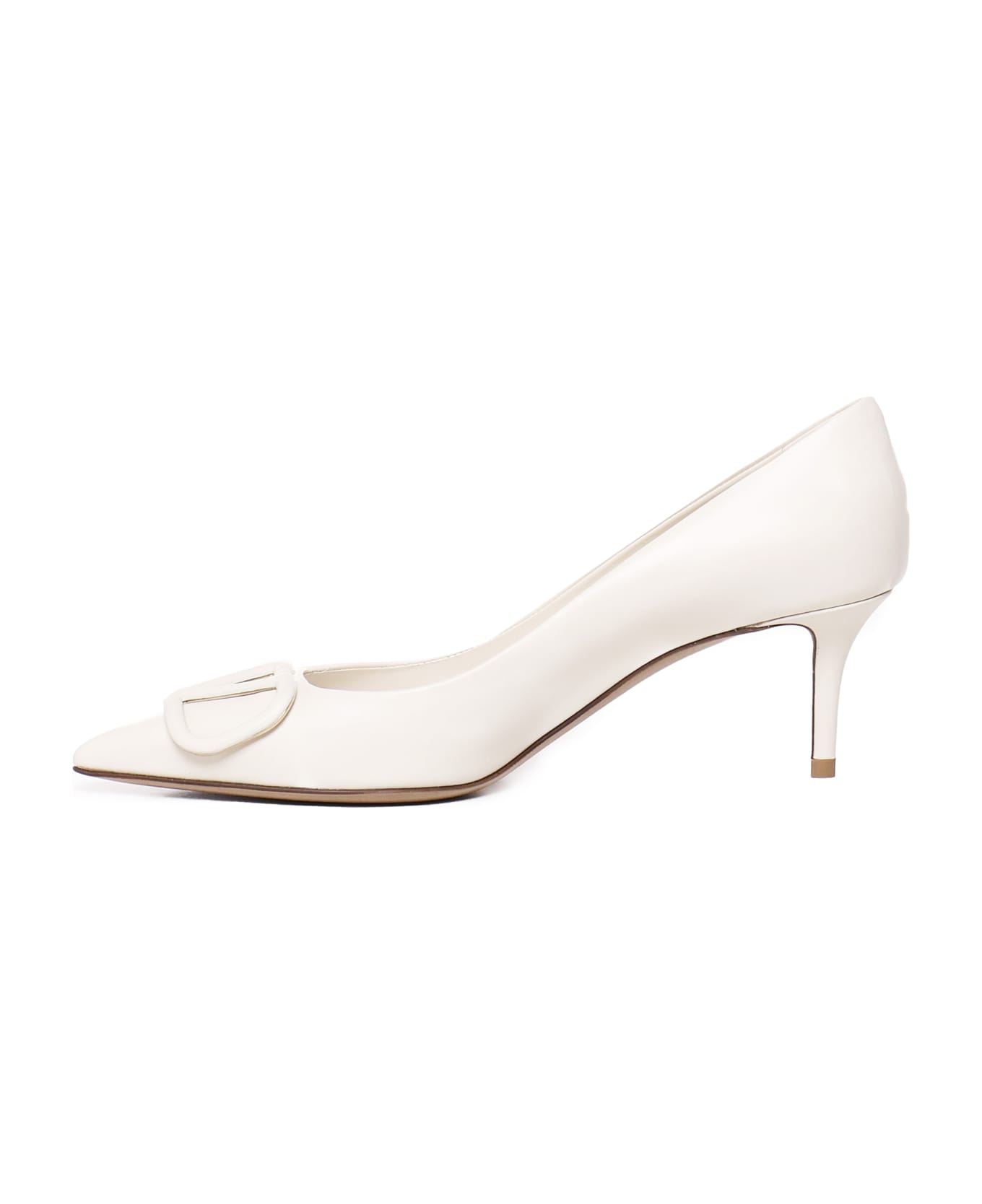 Valentino Garavani Vlogo Pumps In Calfskin - LIGHT IVORY