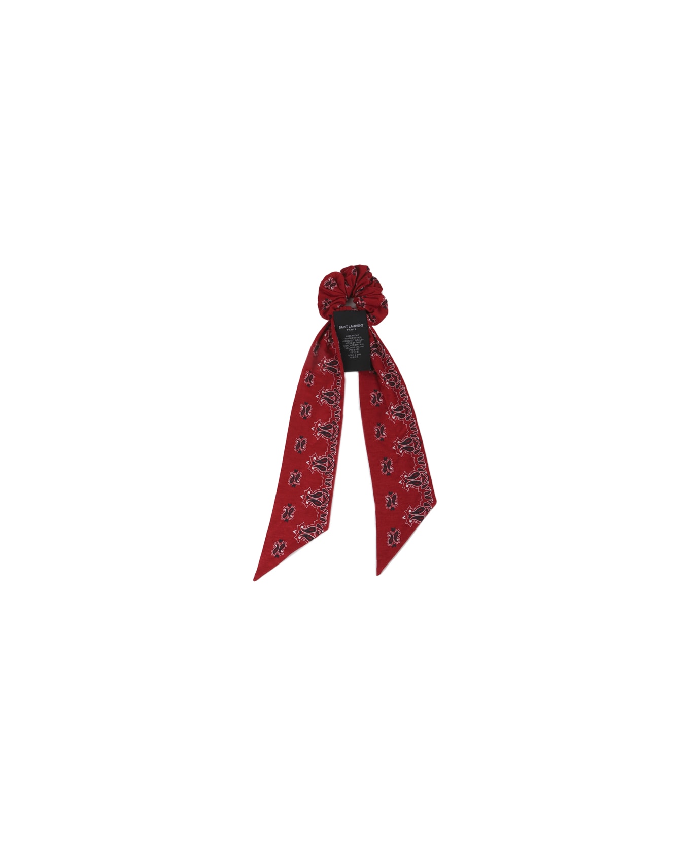Saint Laurent Stretch Fabric Scrunchie With Bandana Print - Red
