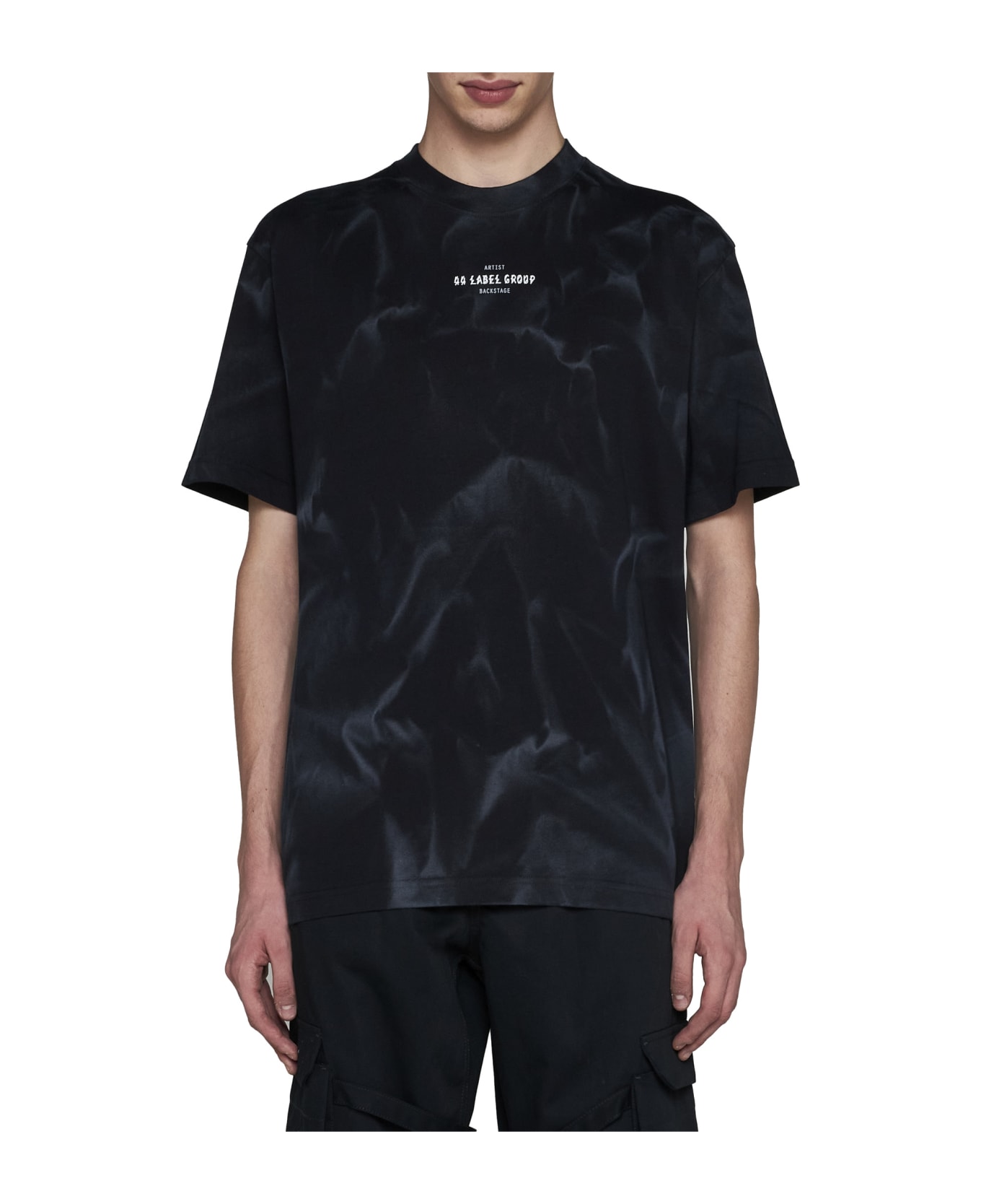 44 Label Group T-Shirt - Black+smoke effect+44 smoke シャツ