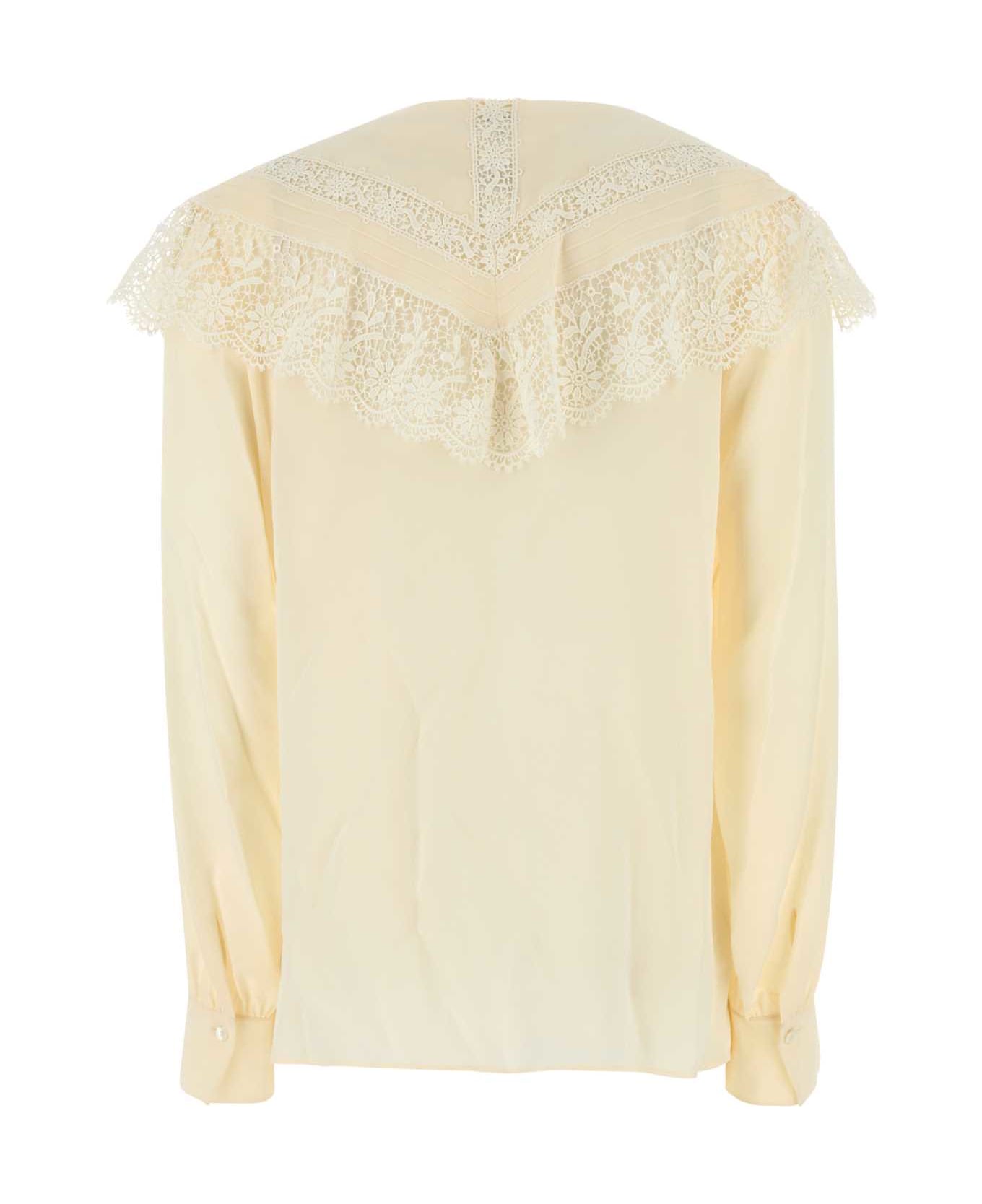 Chloé Cream Crepe Blouse - PRISTINEWHITE