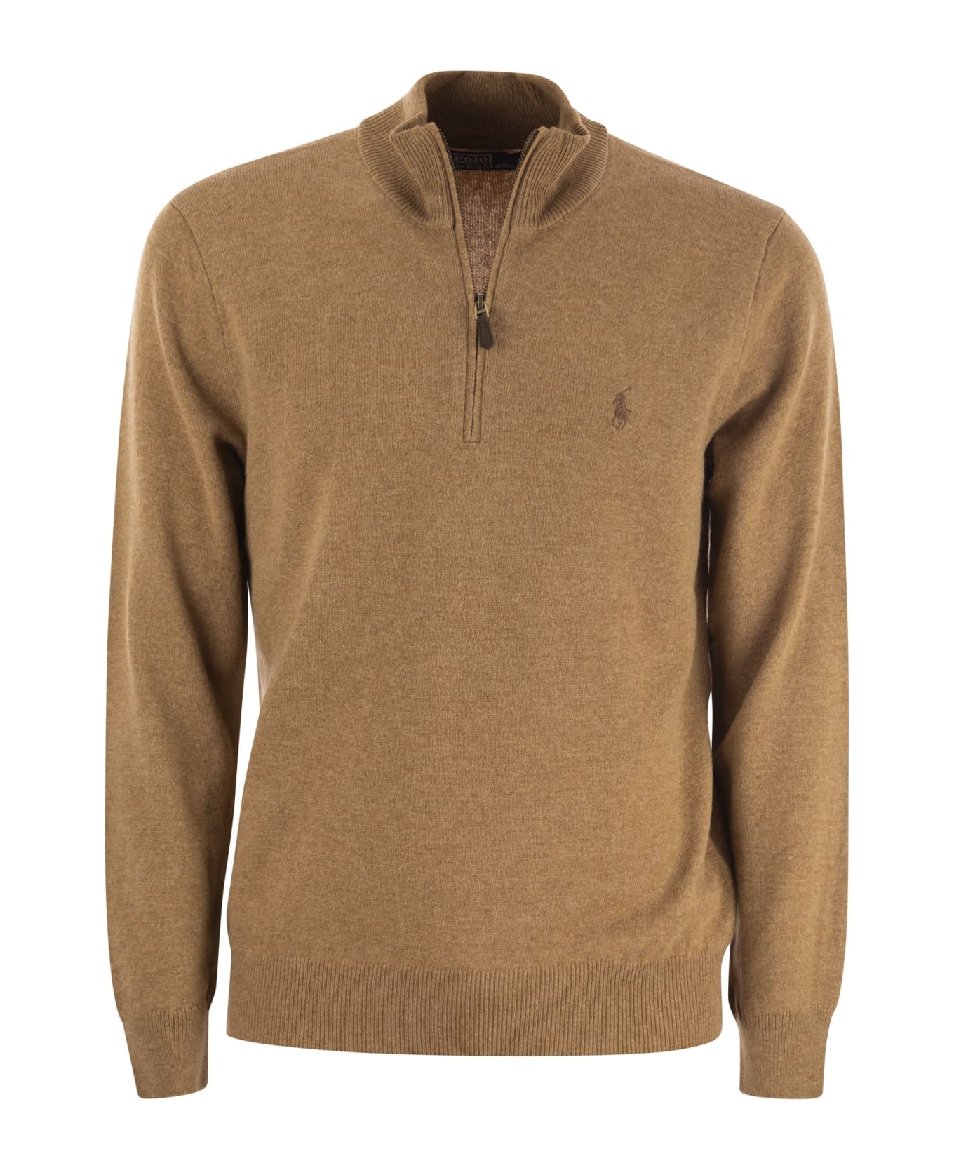 Polo Ralph Lauren Wool Pullover With Half Zip - Latte Brown Heather