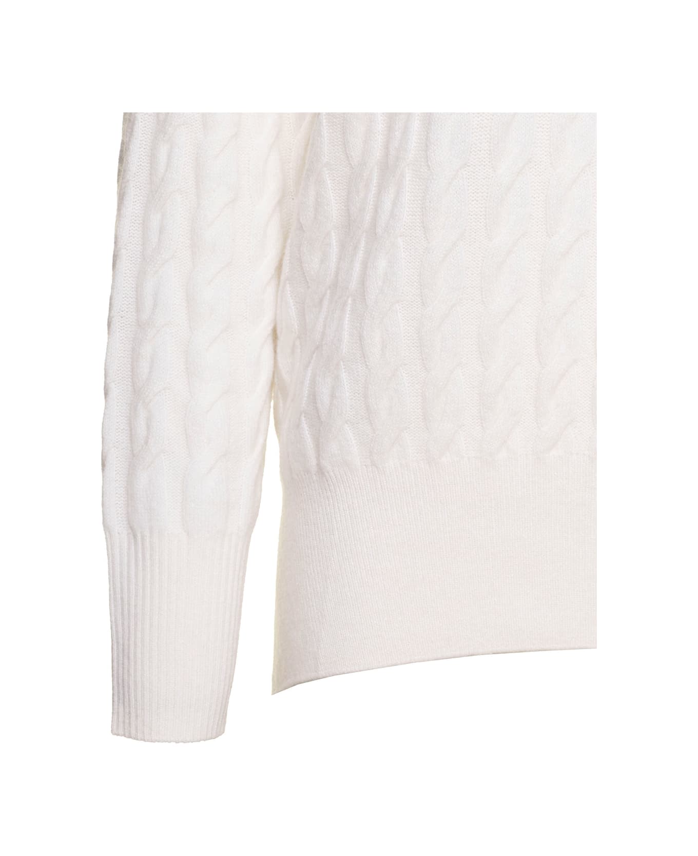 Allude White Cable-knit Sweater In Cashmere Woman - White