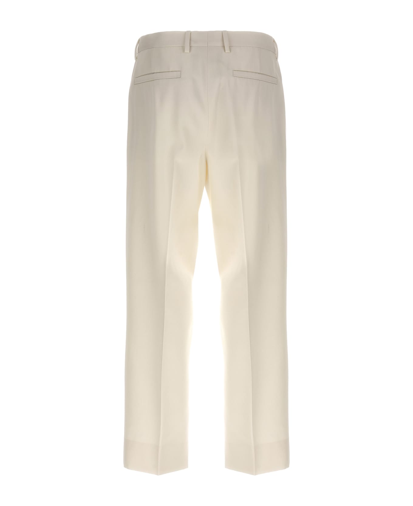 Zegna Front Pleat Pants - White ボトムス