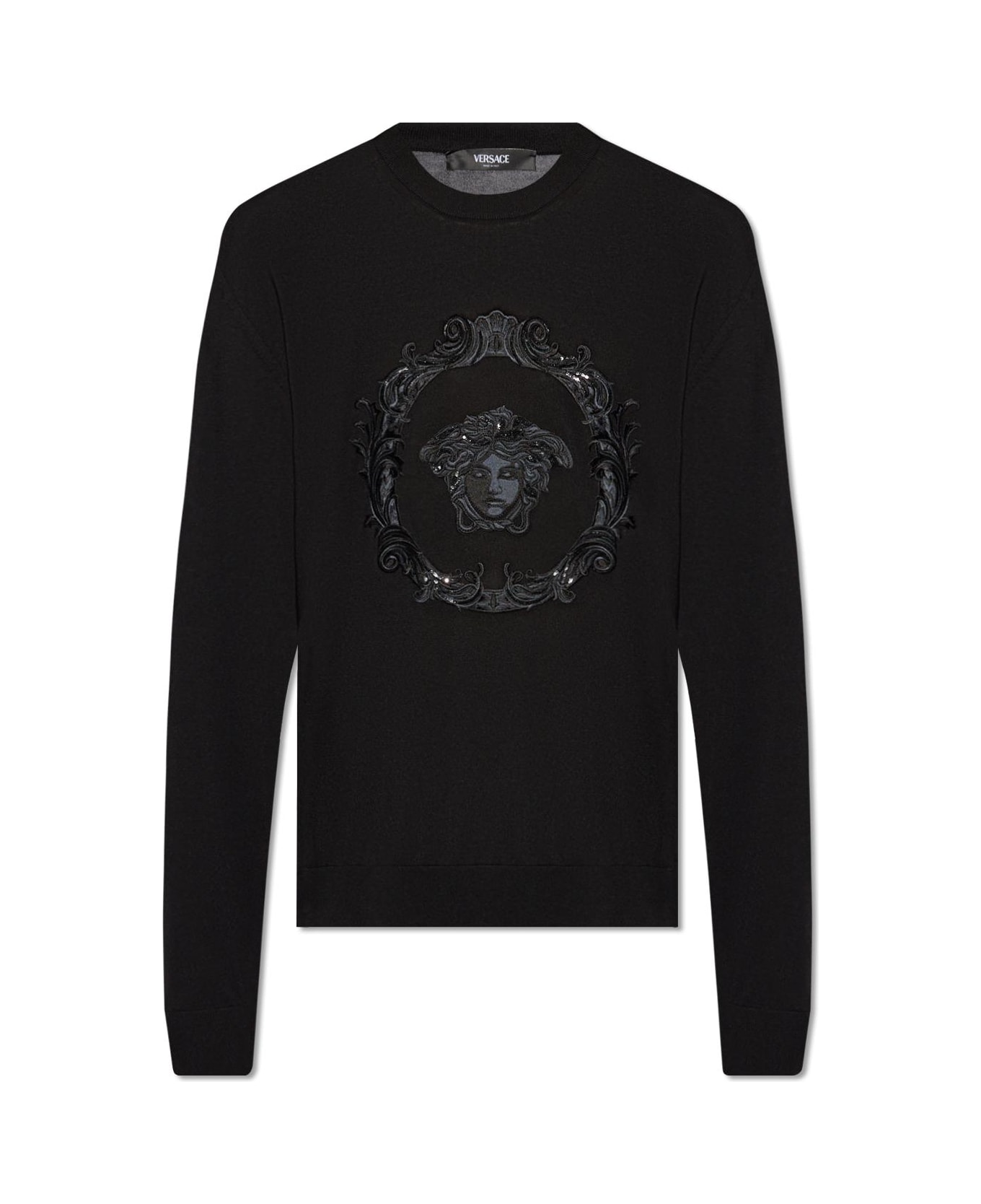 Versace Embroidered Sweater - Nero
