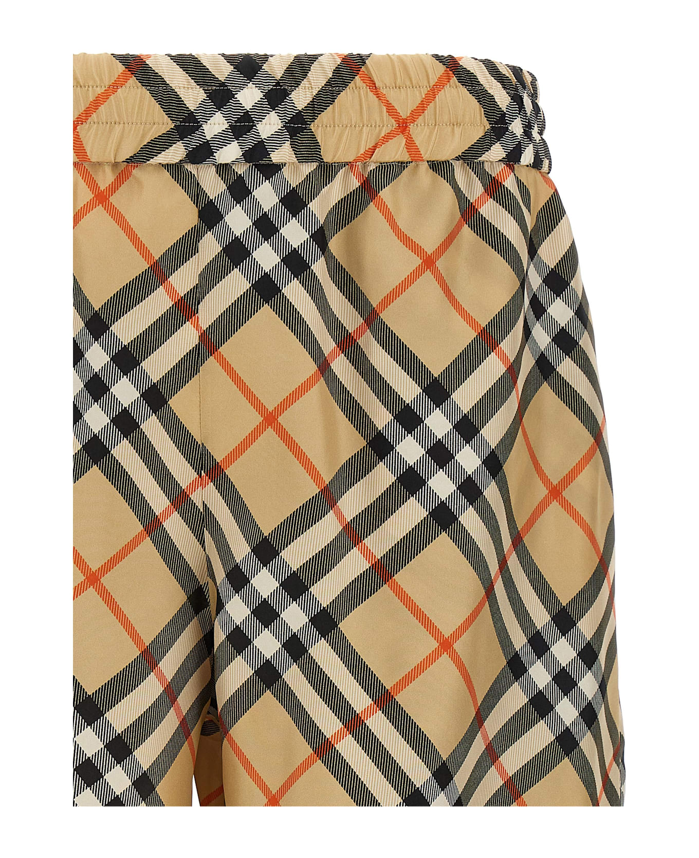 Burberry Check Silk Bermuda Shorts - Beige