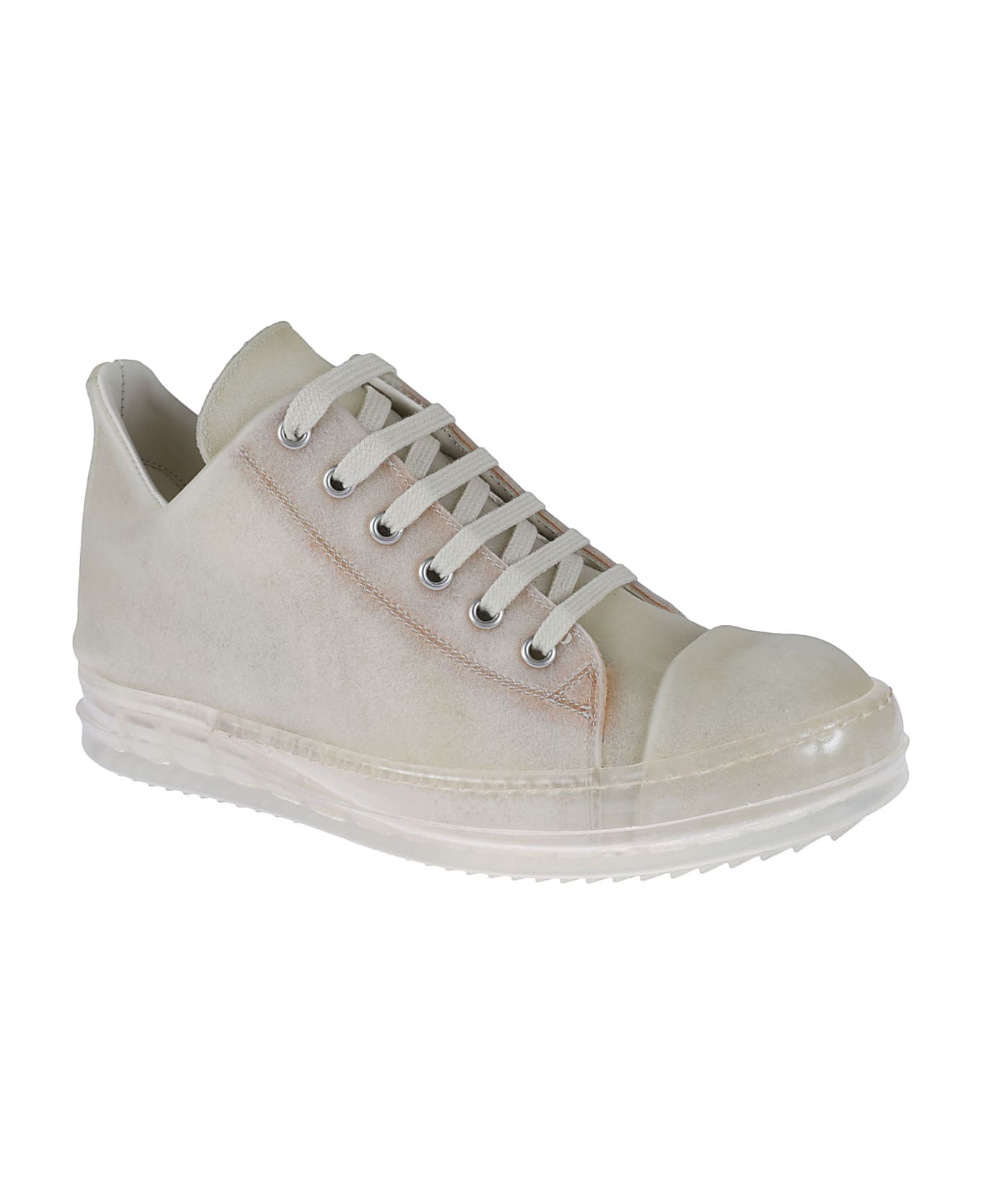 Rick Owens Round Toe Lace-up Sneakers - Natural