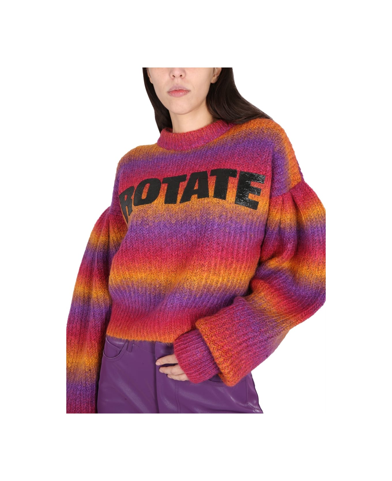 Rotate by Birger Christensen Crewneck Sweater With Logo - MULTICOLOUR