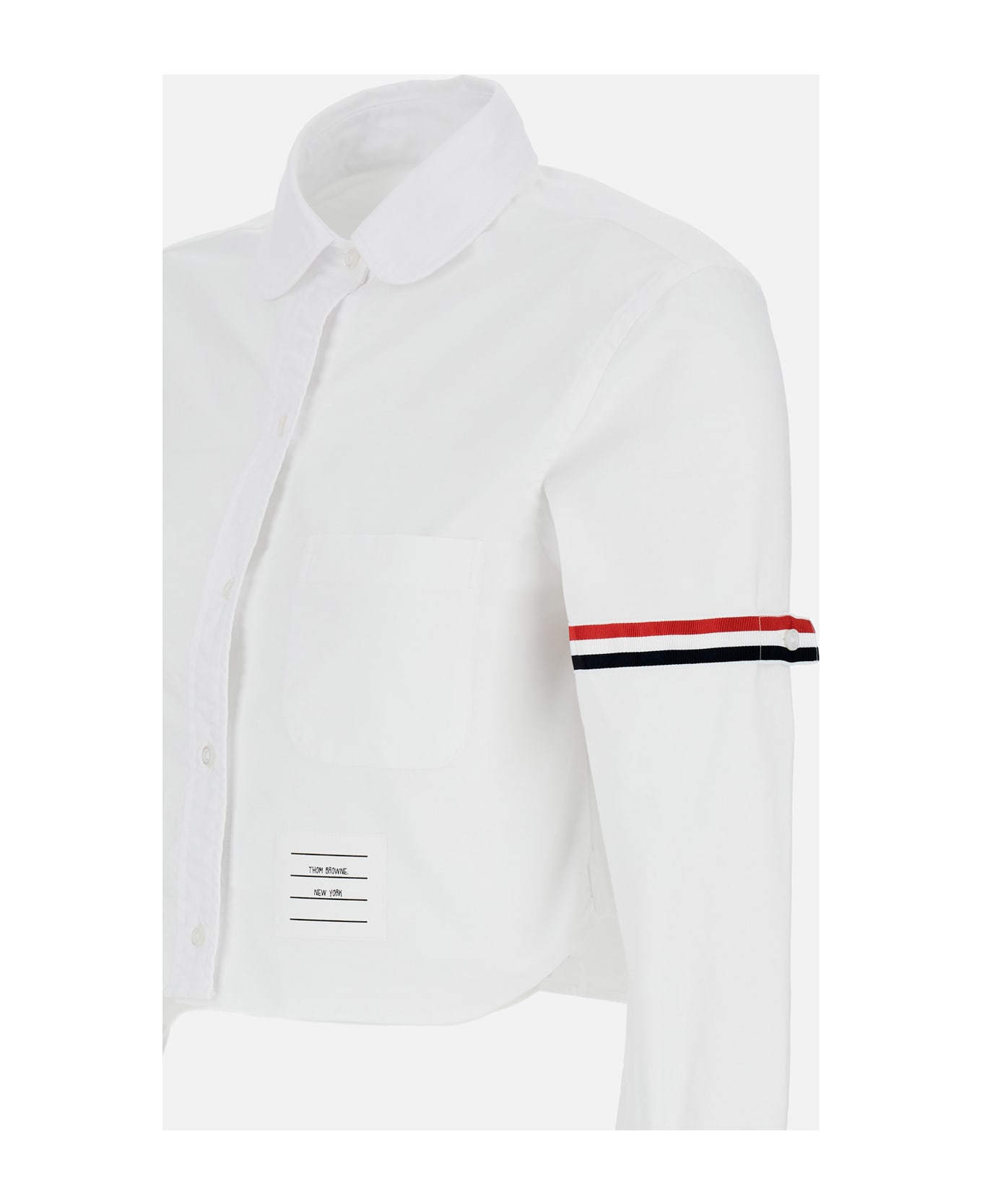 Thom Browne Classic Cropped Round Collar Shirt - White