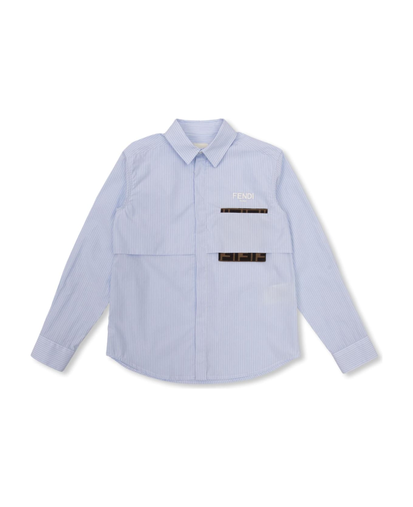 Fendi Kids Shirt With Logo - Clear Blue シャツ