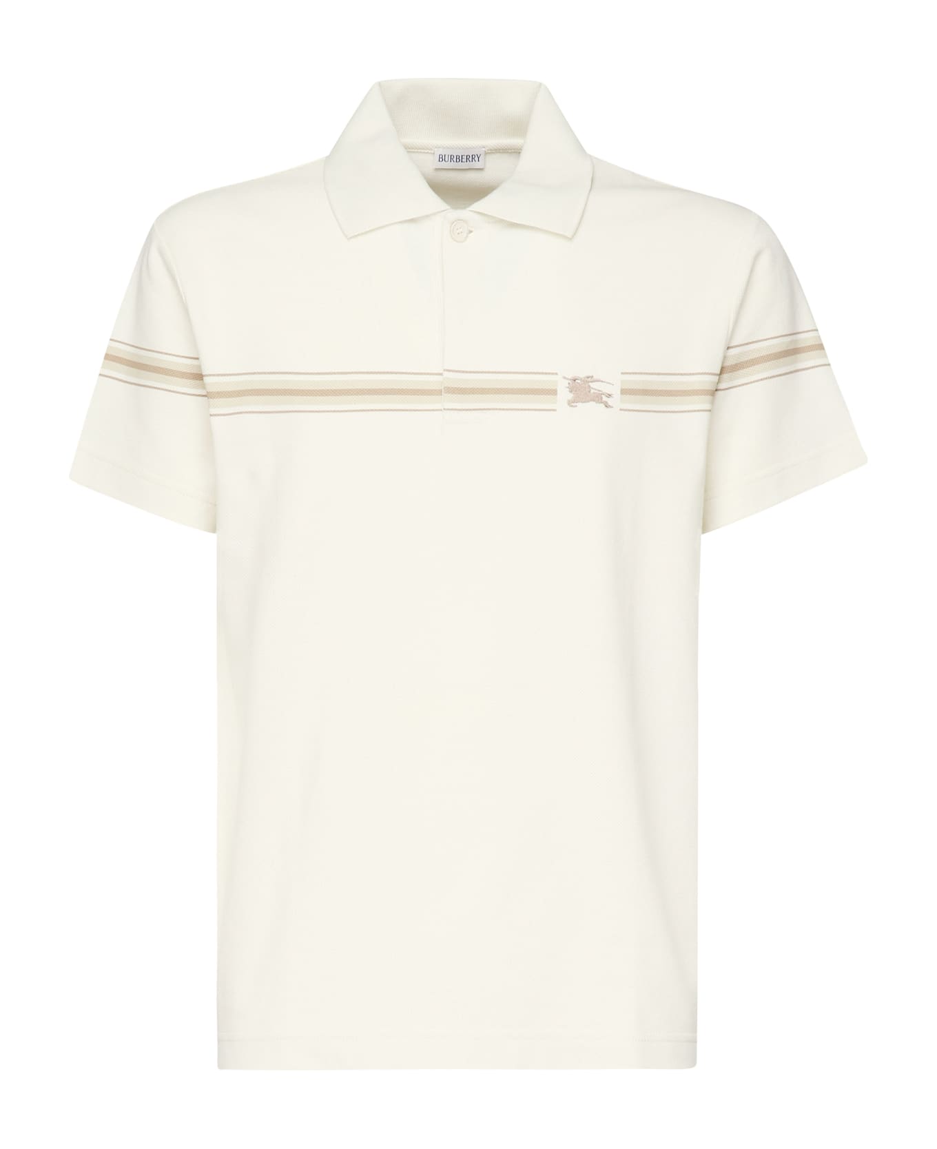 Burberry Striped Cotton Polo Shirt - White