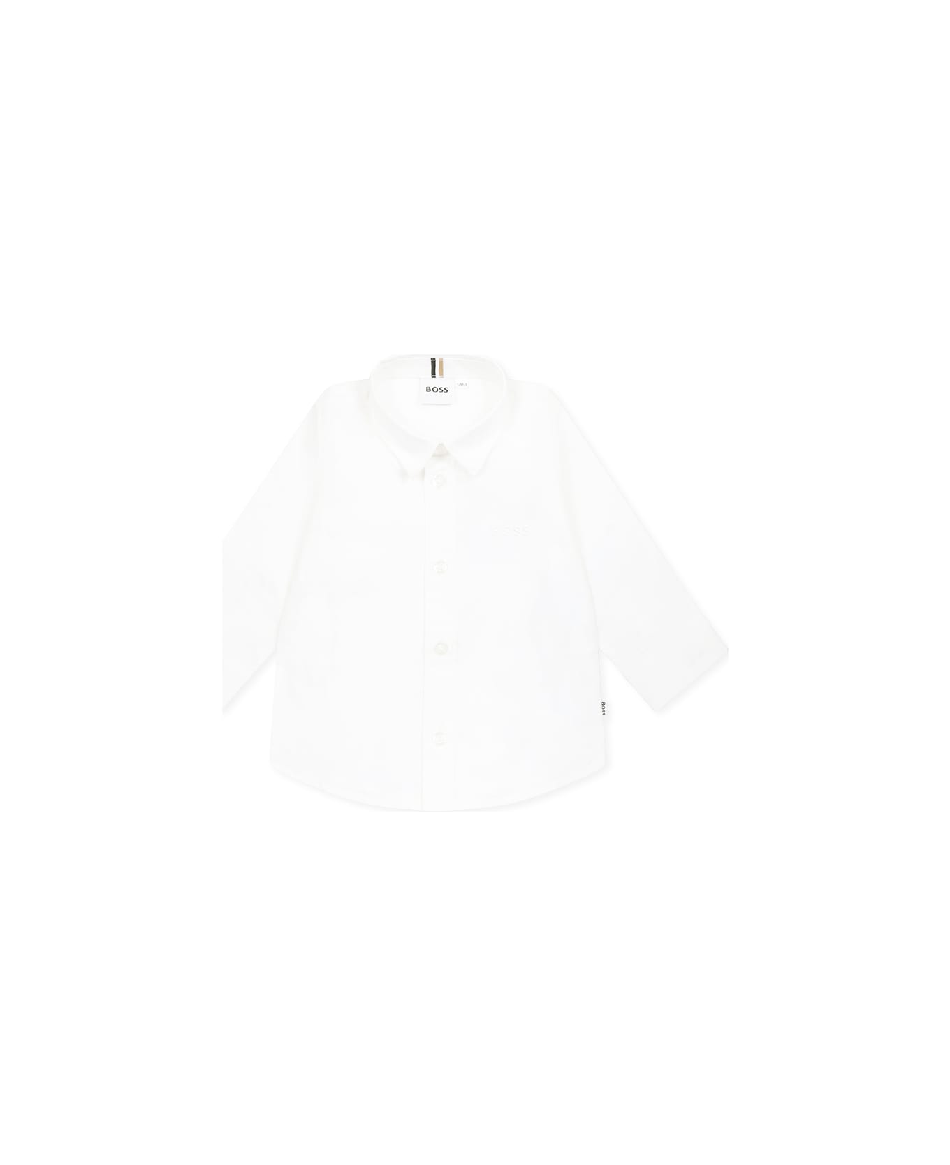 Hugo Boss White Shirt For Baby Boy With Logo - White