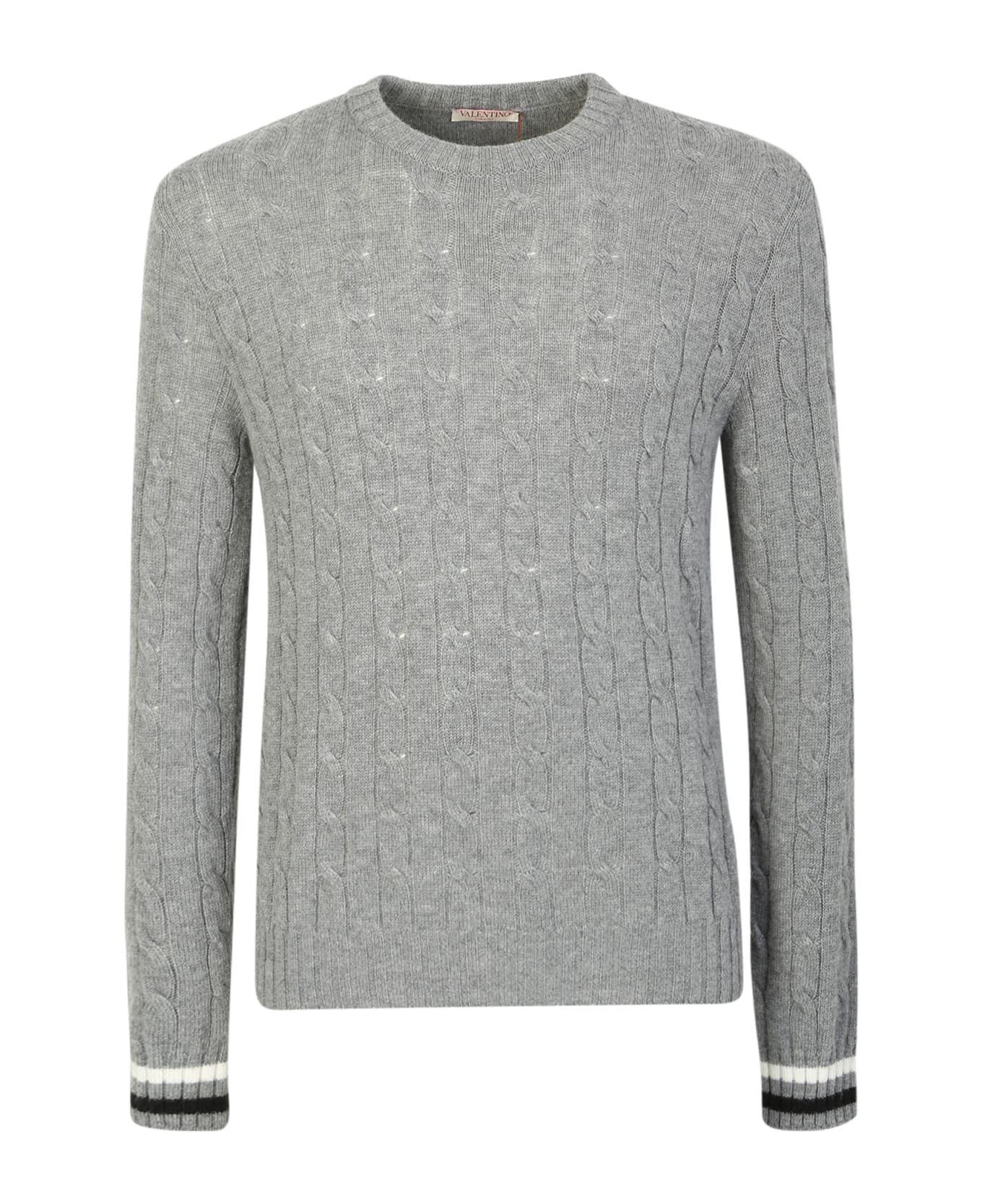 Valentino Cable Sweater Made Of Soft Virgin Wool - Grey