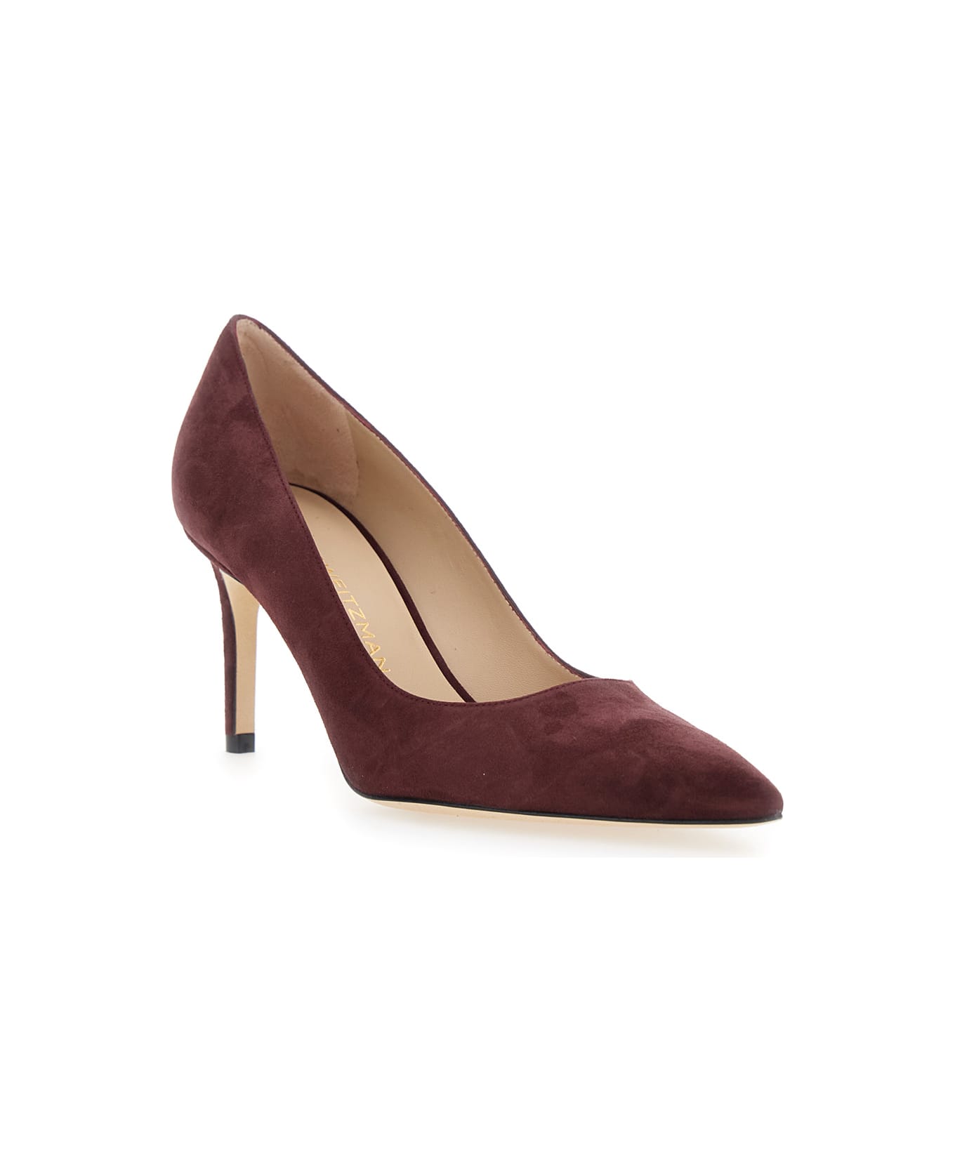 Stuart Weitzman Bordeaux Pumps With Pointed Toe And High Stiletto Heel In Suede Woman - Bordeaux