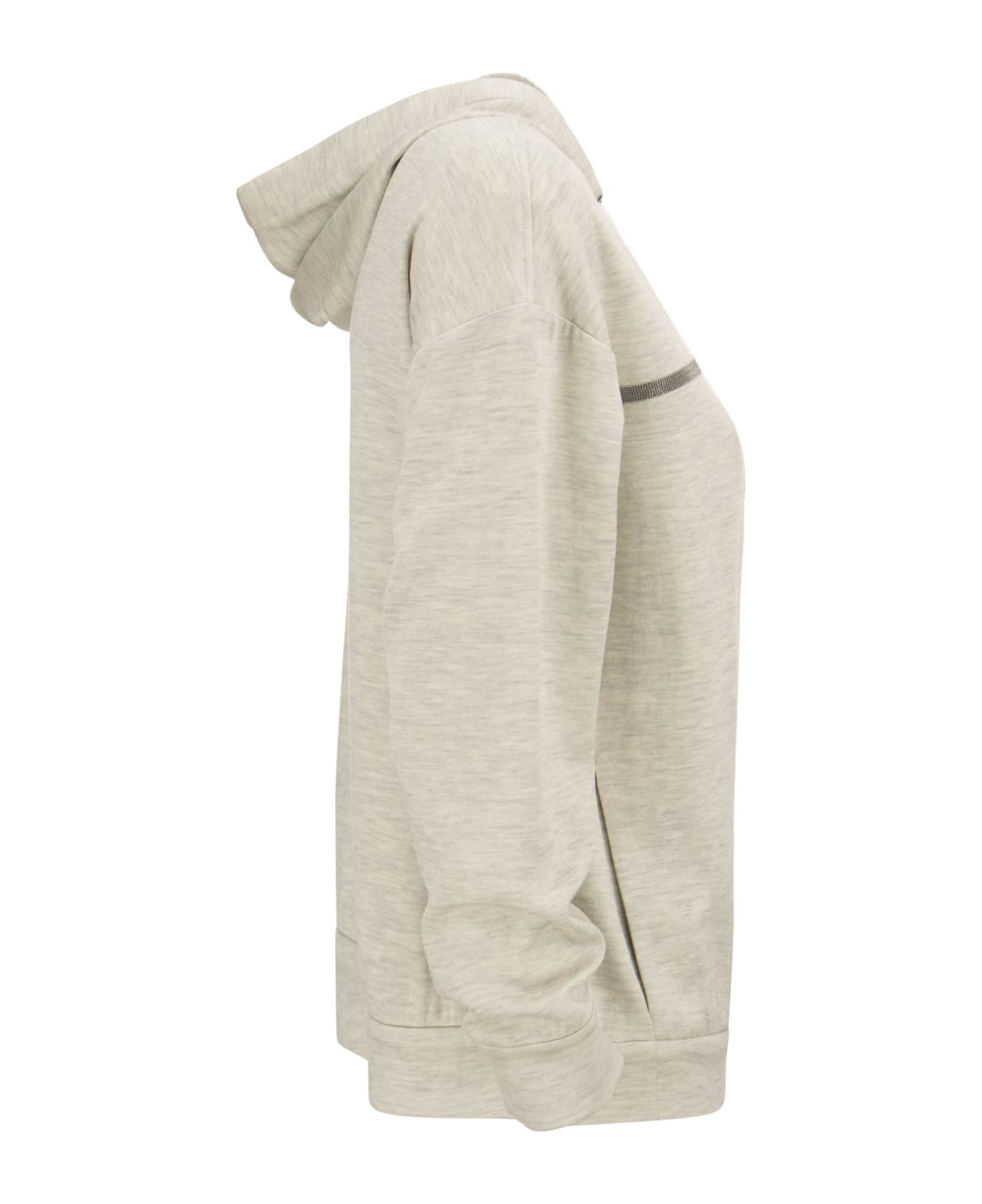 Brunello Cucinelli Cotton-silk Interlock Topwear With 'precious Stripe' - Pearl Grey ジャケット