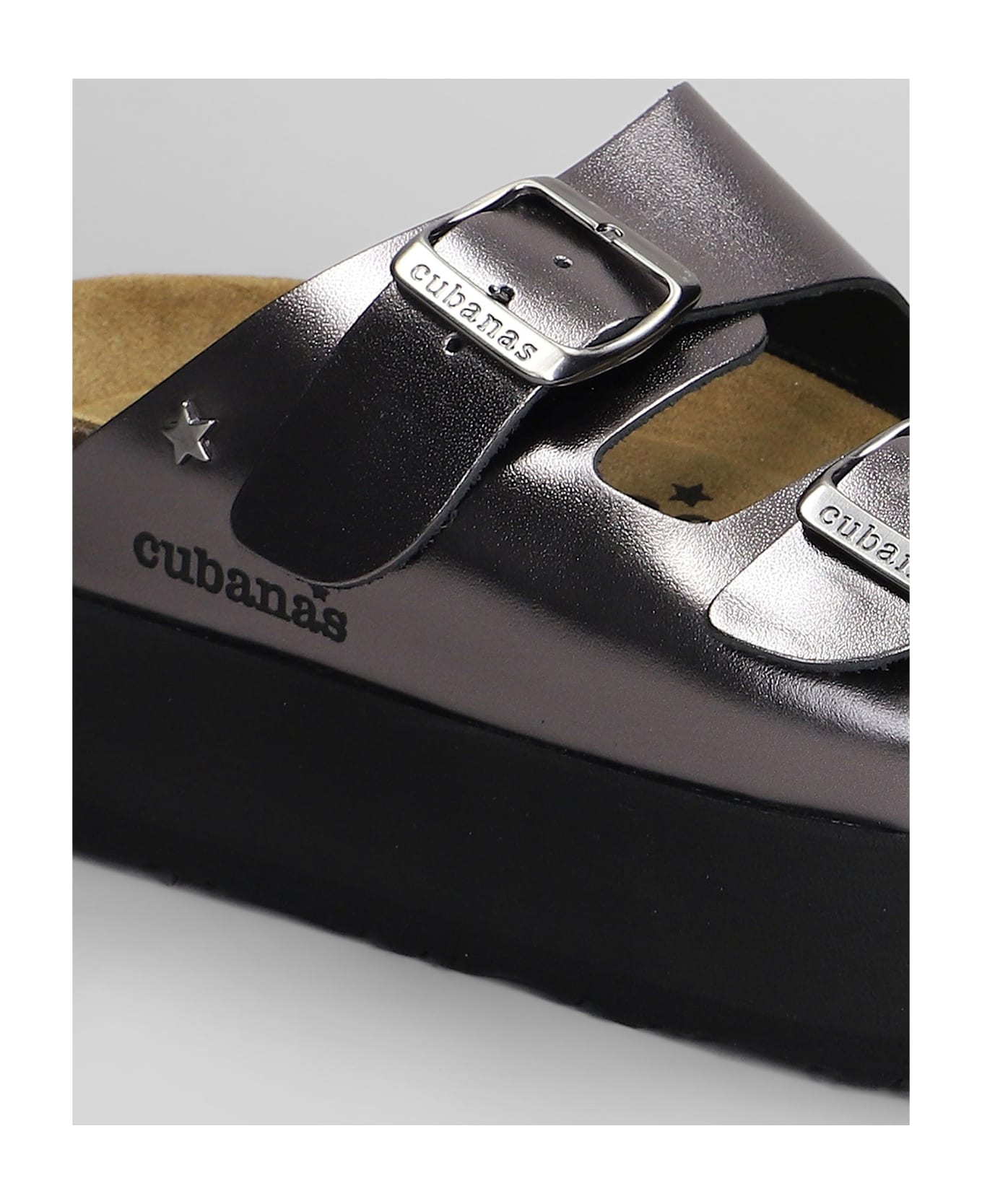 Cubanas Amalia Flats In Gunmetal Leather - Gunmetal