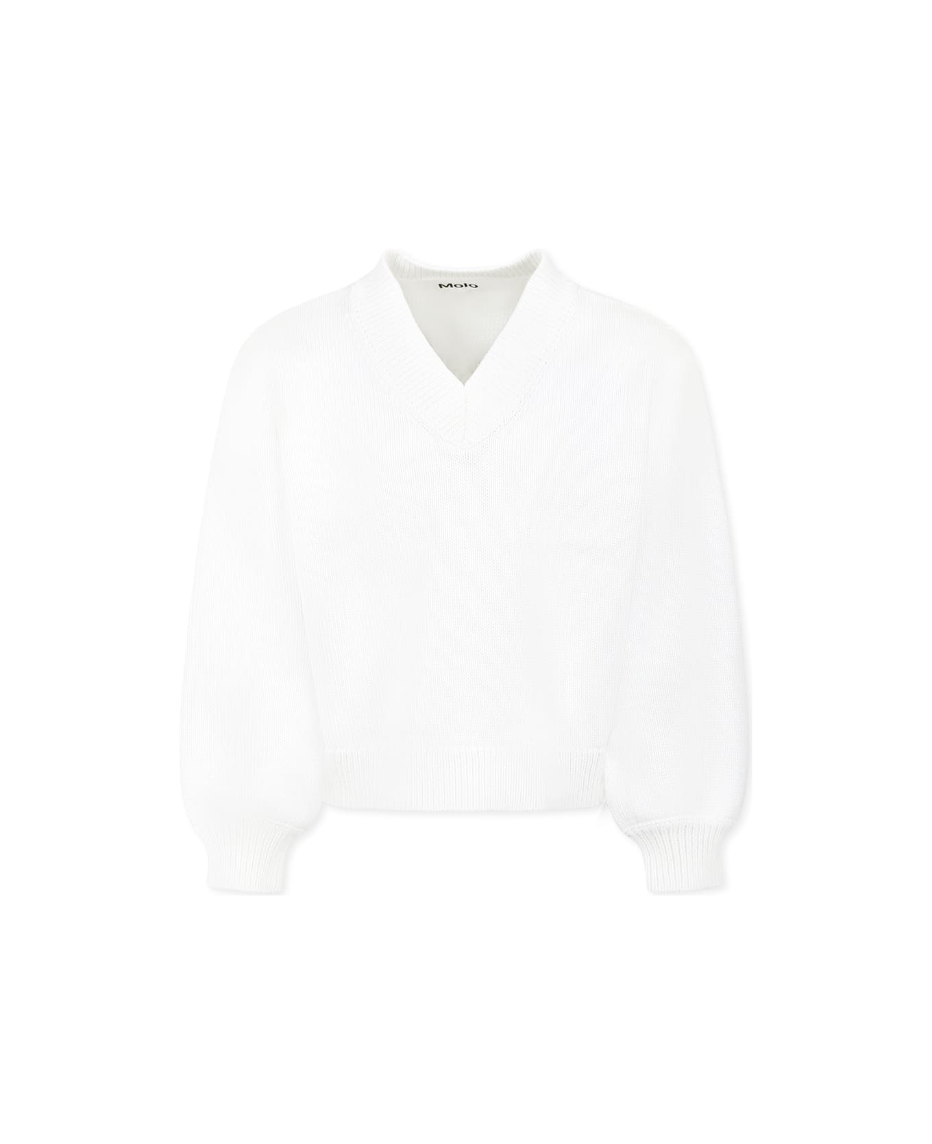Molo White Sweater For Girl - White