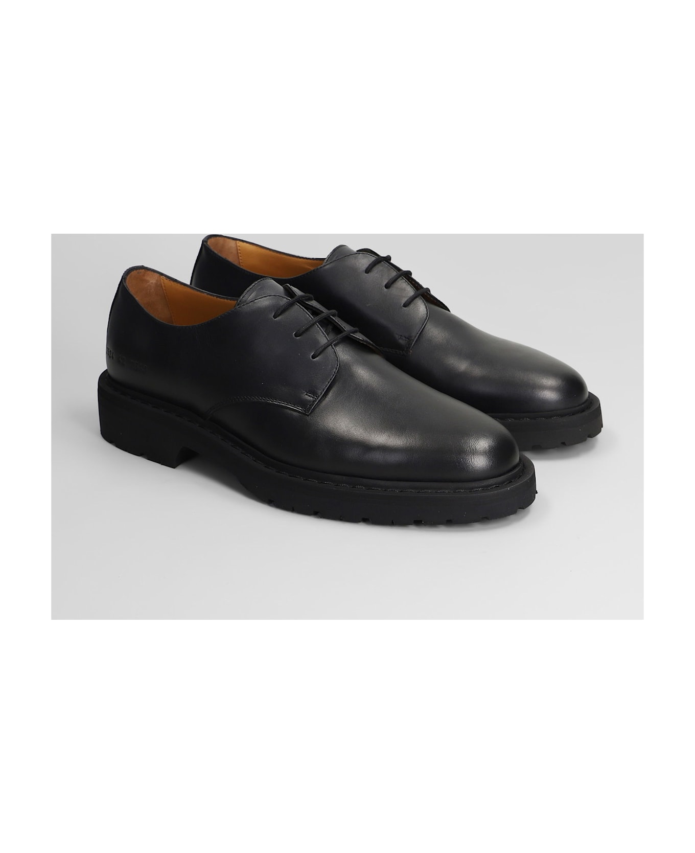 Common Projects Derby Lace Up Shoes In Black Leather - black