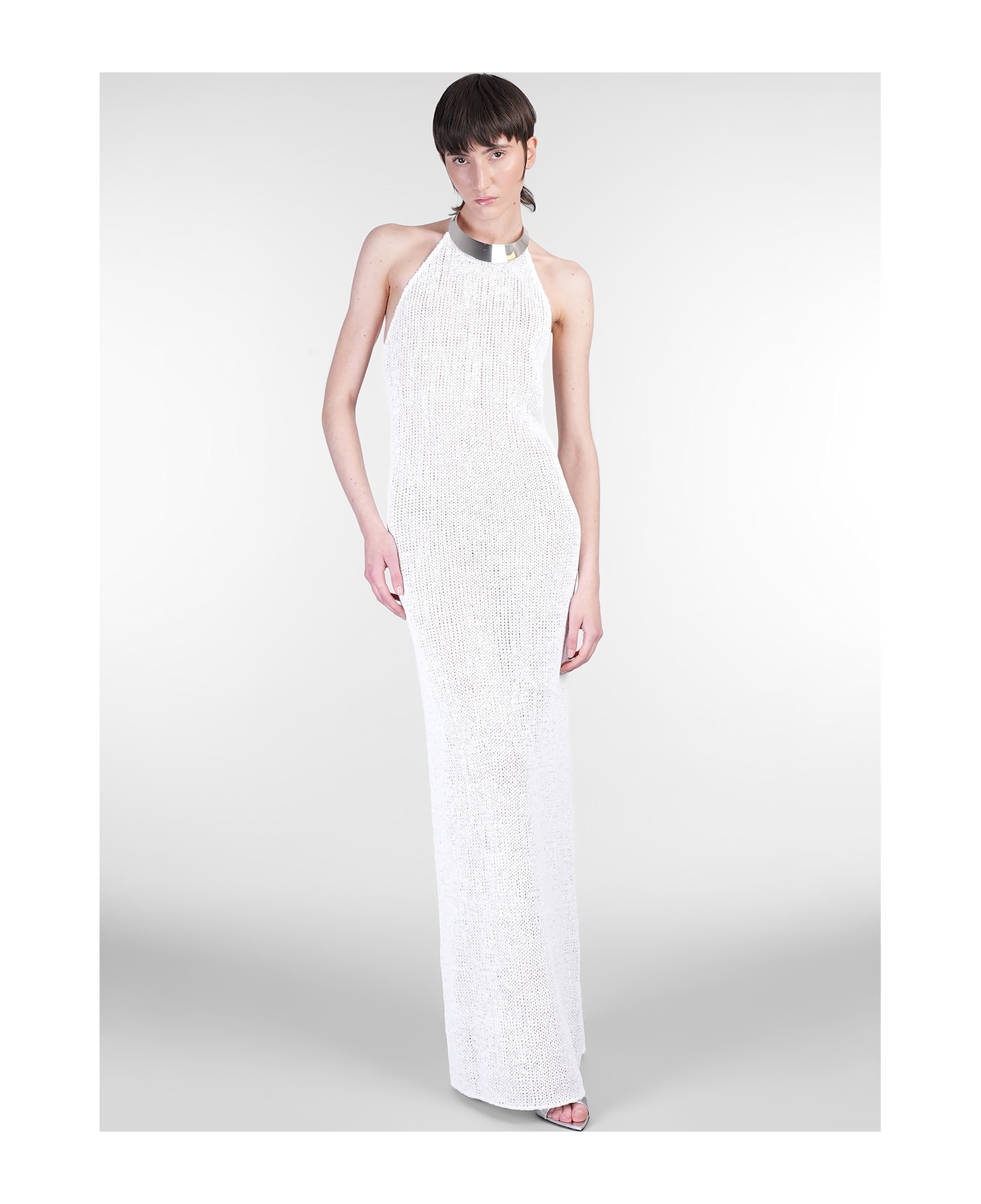 Nué Attina Long Dress In White Polyester - white