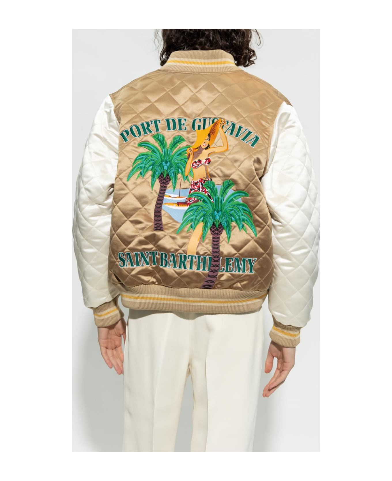 Rhude Quilted Bomber Jacket - BROWN/NEUTRALS