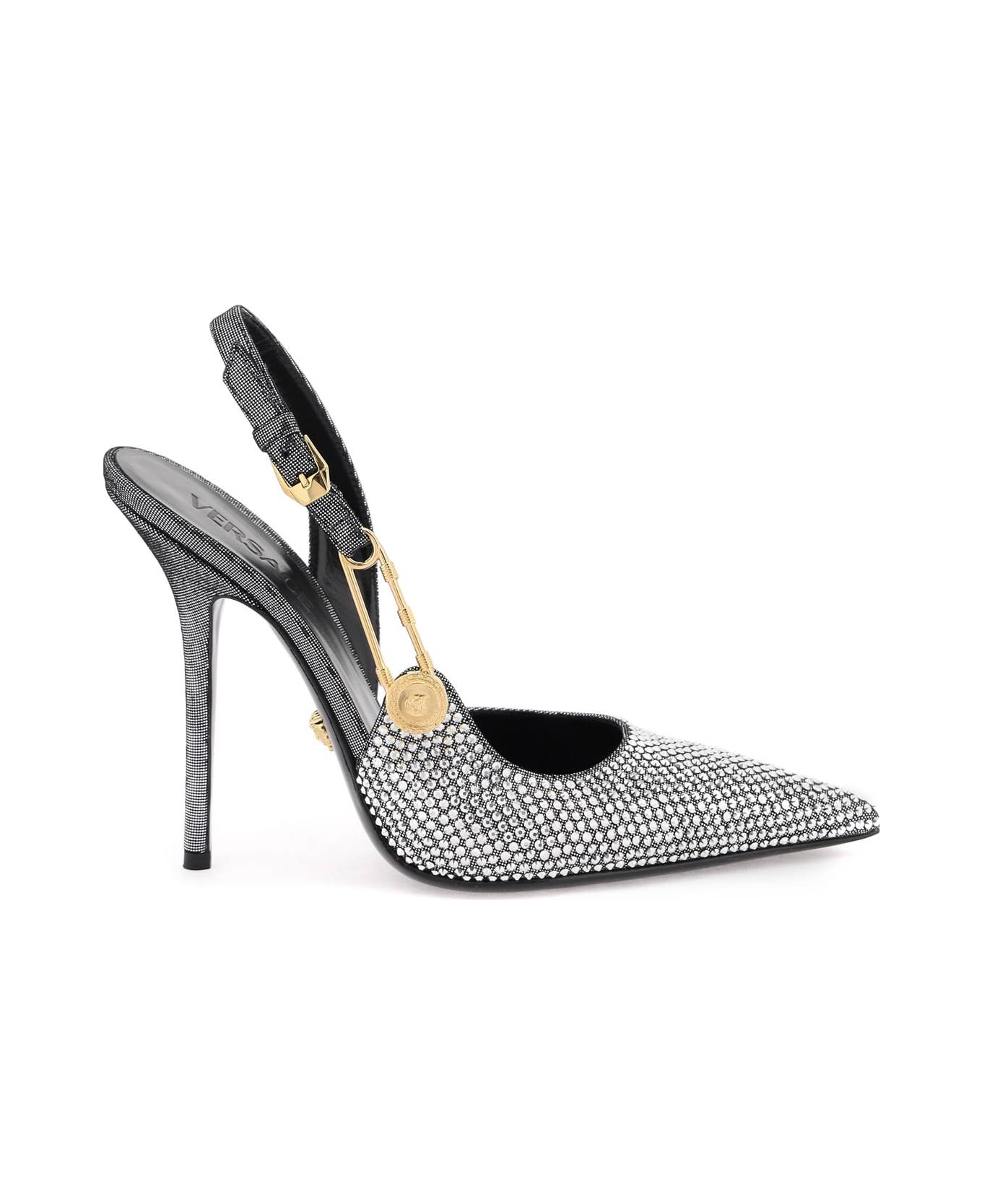 Versace 'safety Pin' Slingback Pumps - V Silver Versace Gold ハイヒール