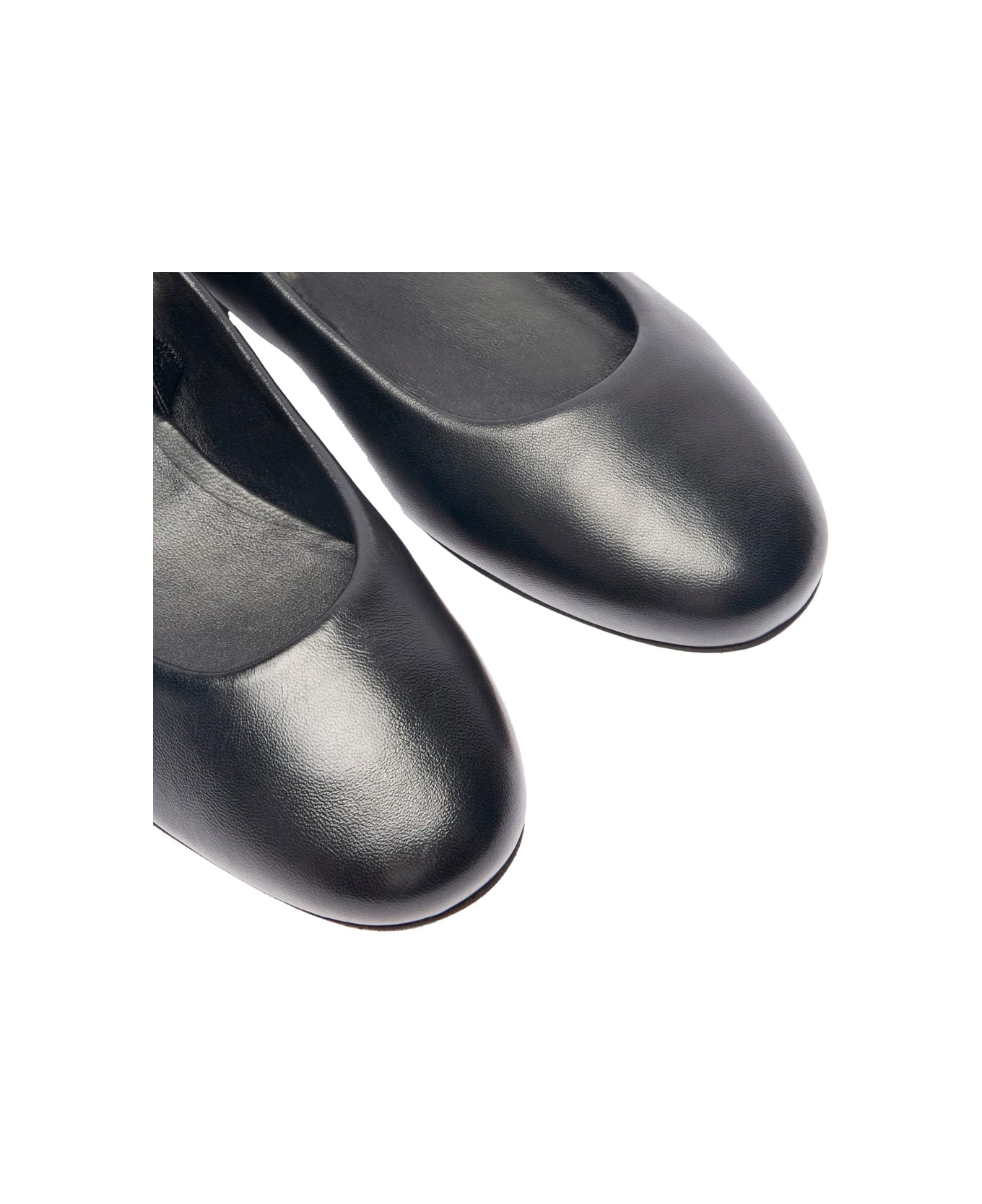 Casadei Black Ballet Shoes With Crystal Embellishments In Leather Woman - Black