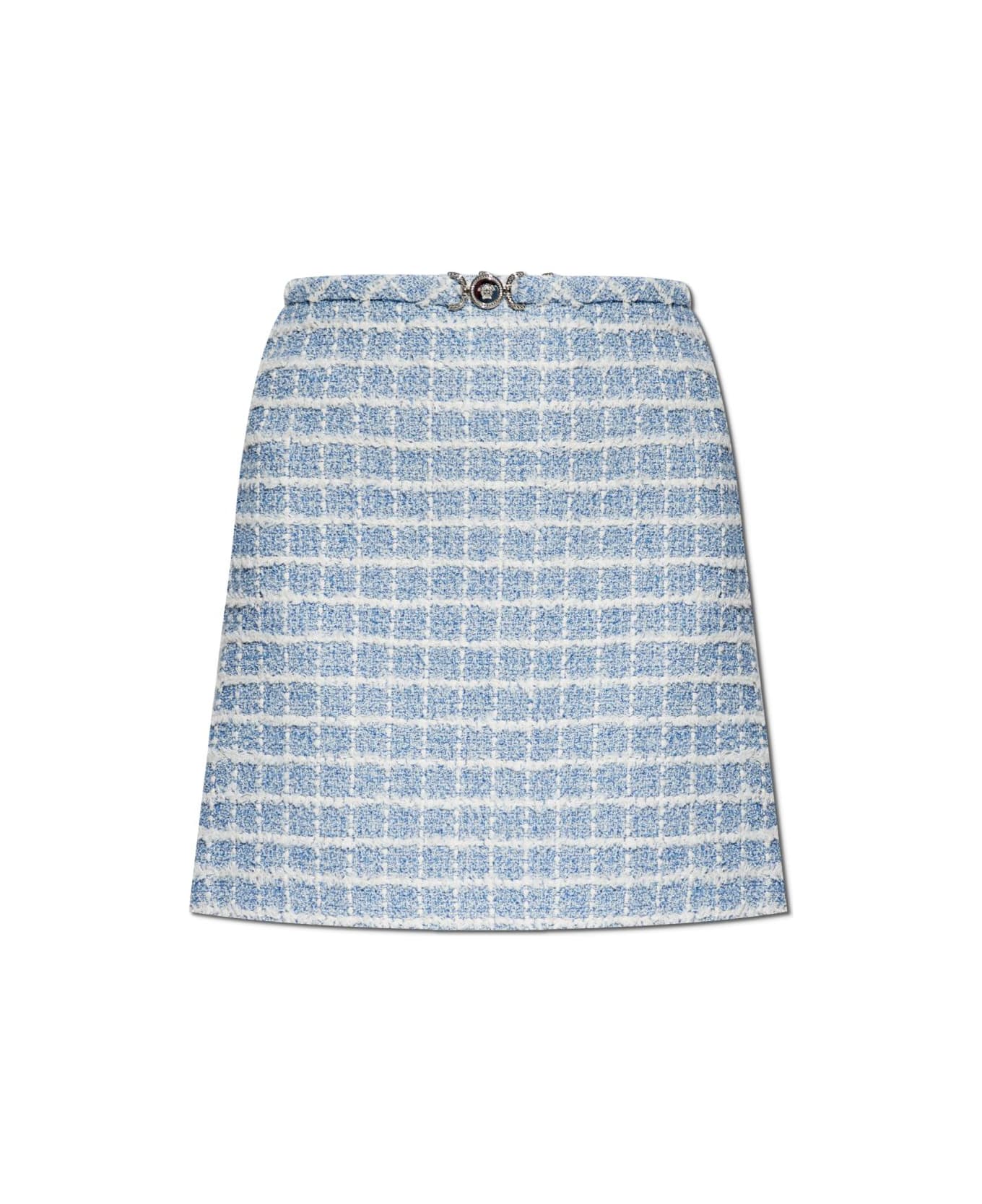Versace Tweed Skirt With Lurex Thread - Blue