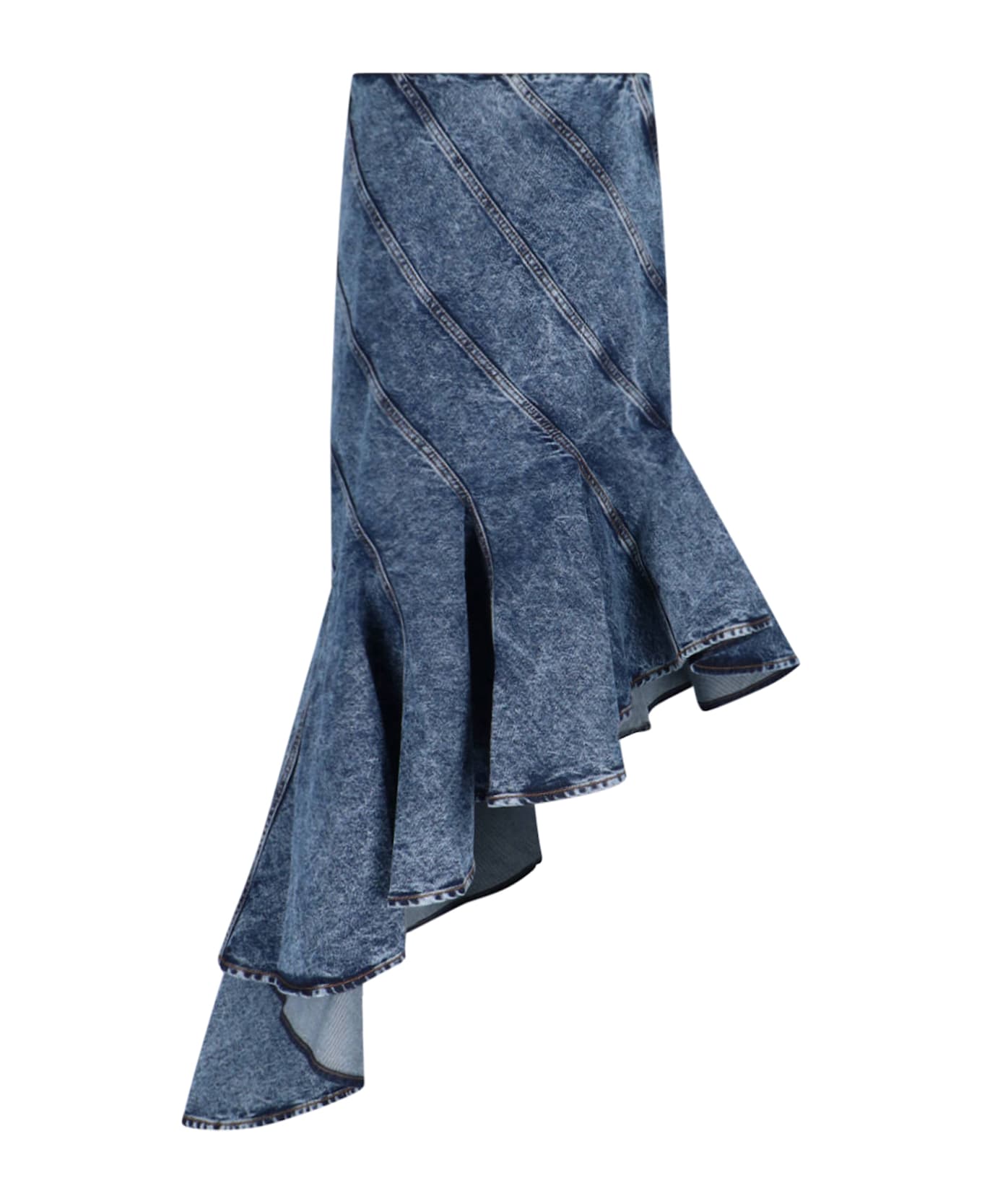 Alaia Denim Spiral Midi Skirt - Blue