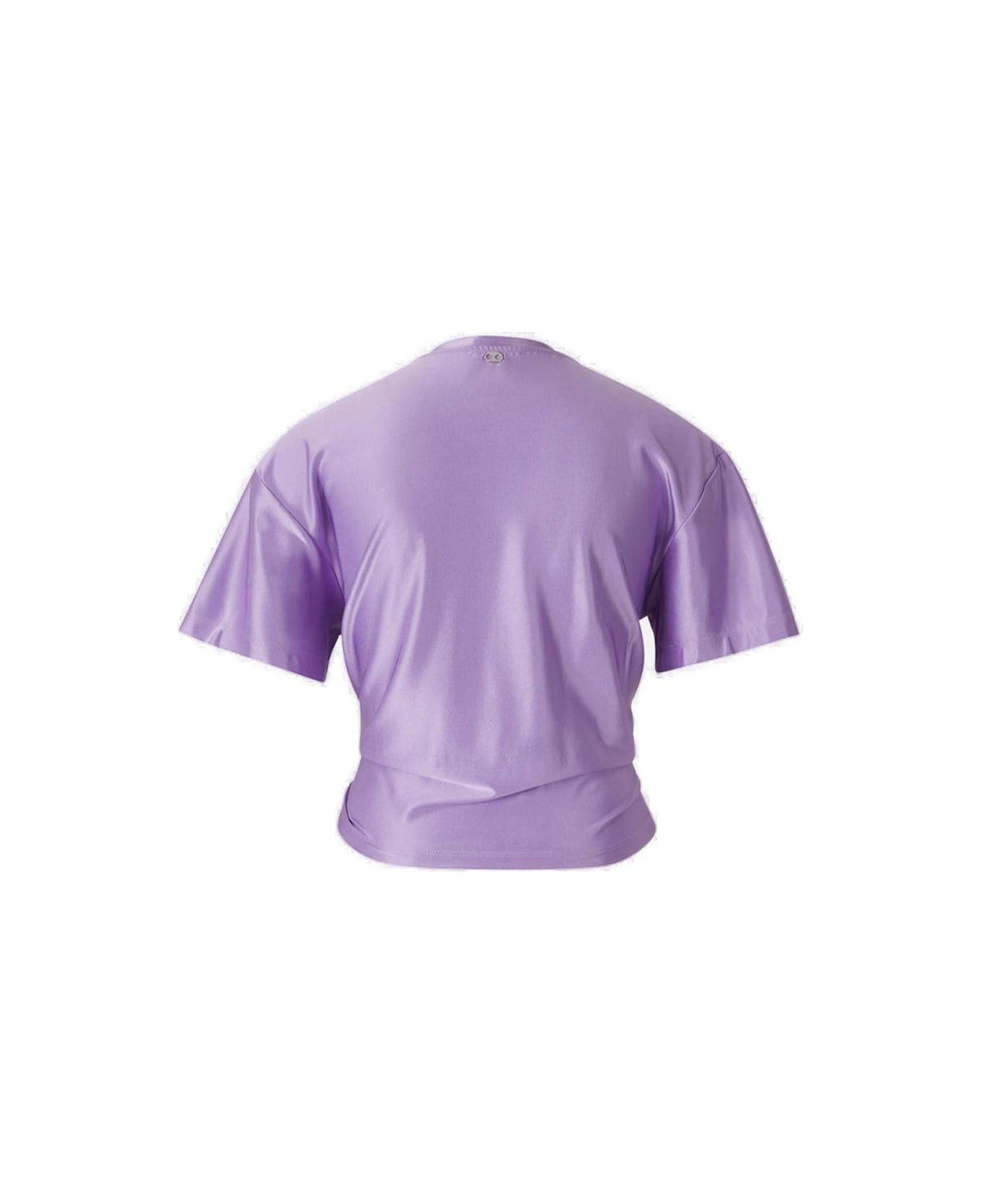 Paco Rabanne Piercing Embellished Cropped T-shirt - LILAC