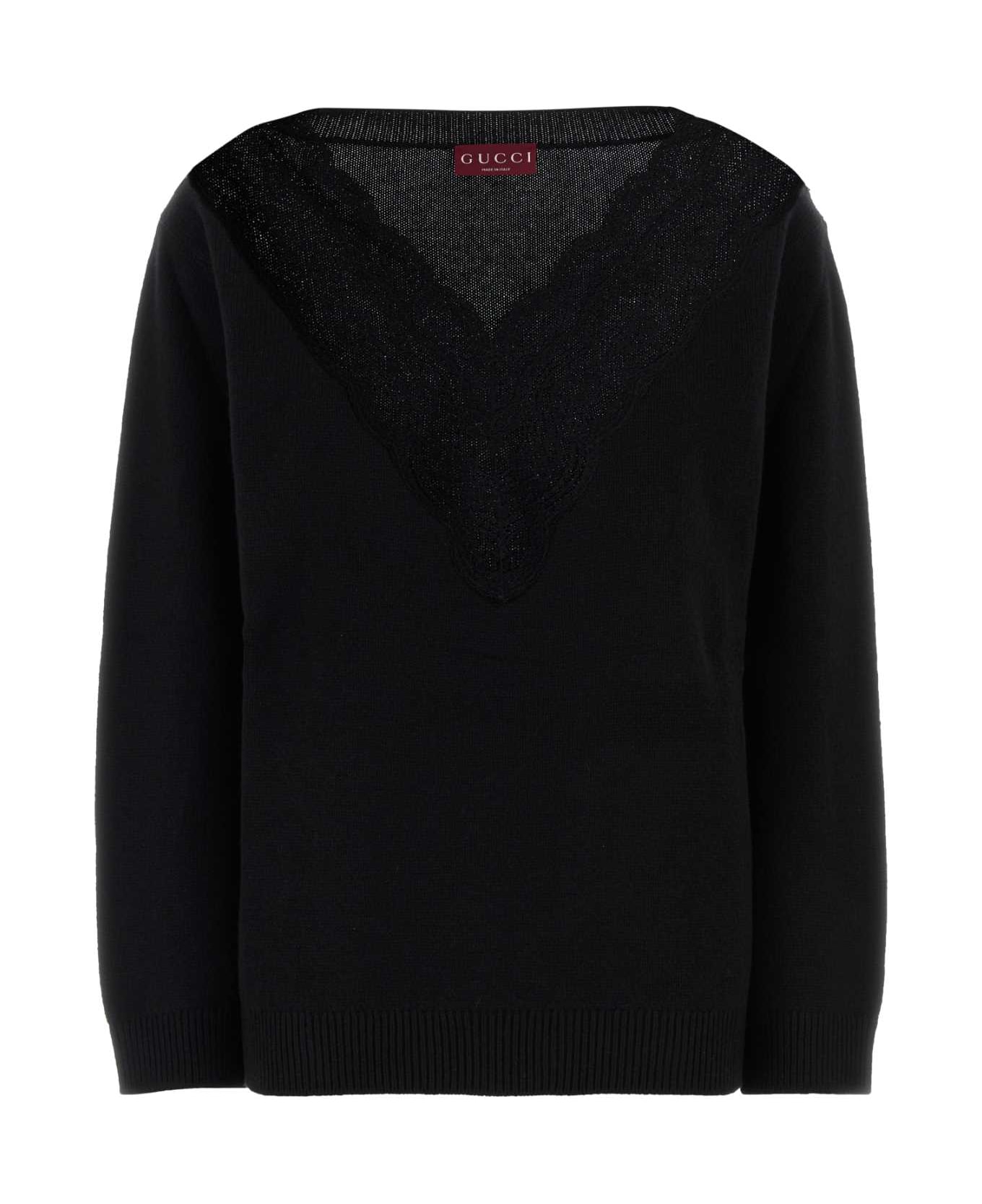 Gucci Black Wool Blend Oversize Sweater - NERO