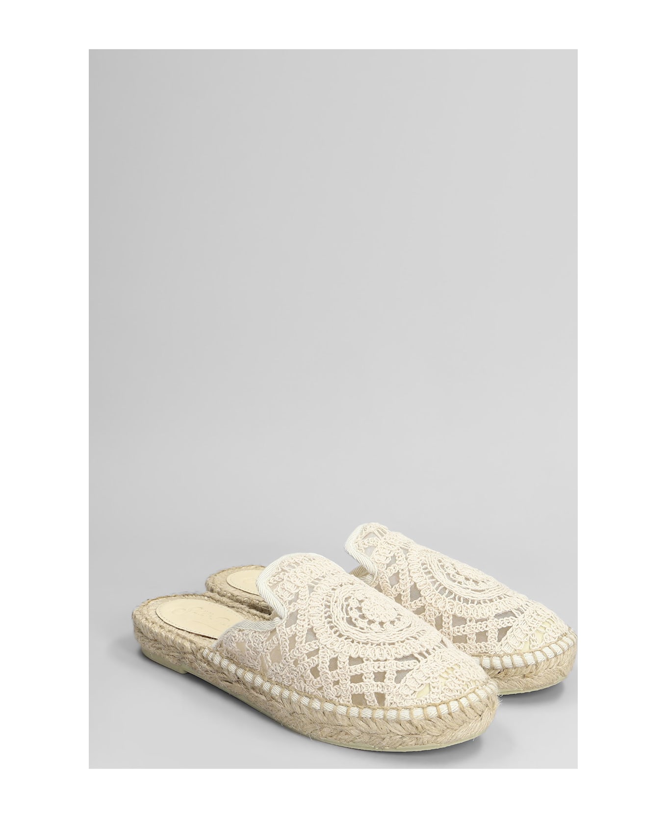 MC2 Saint Barth Isa Macrame Slipper-mule In Beige Canvas - beige