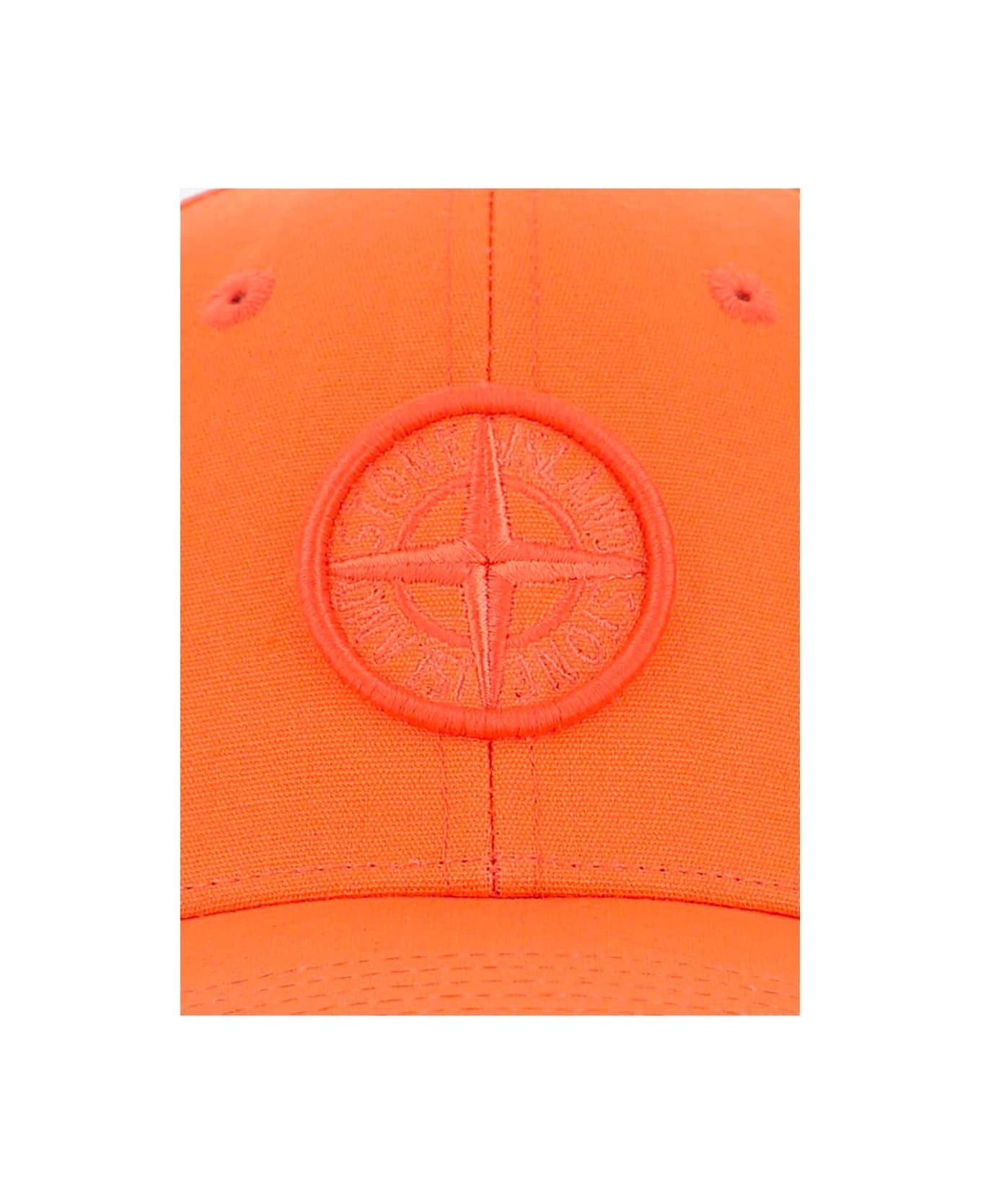 Stone Island Junior Cotton Canvas Baseball Cap - Orange