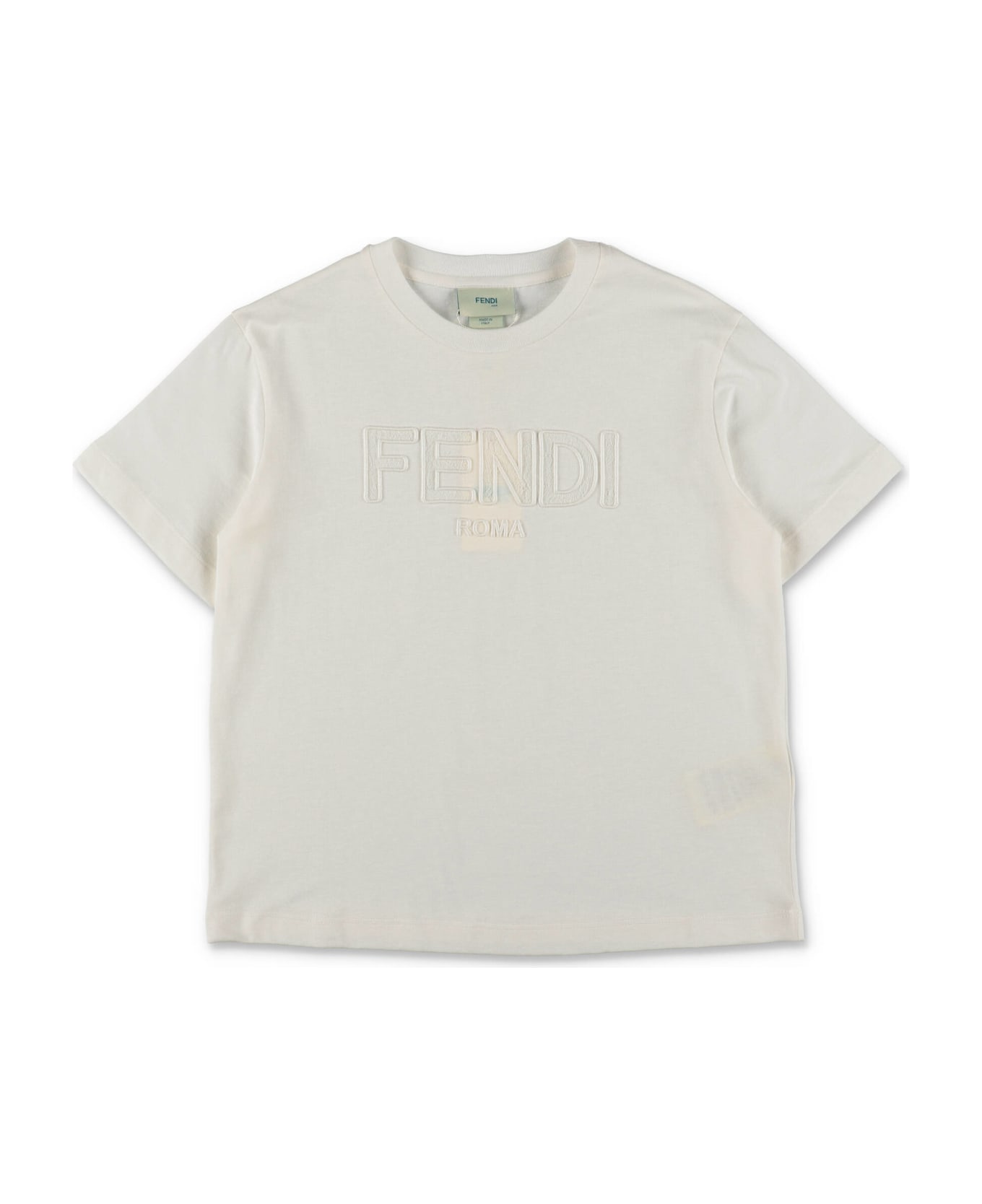Fendi T-shirt Bianca In Jersey Di Cotone Bambina - Bianco
