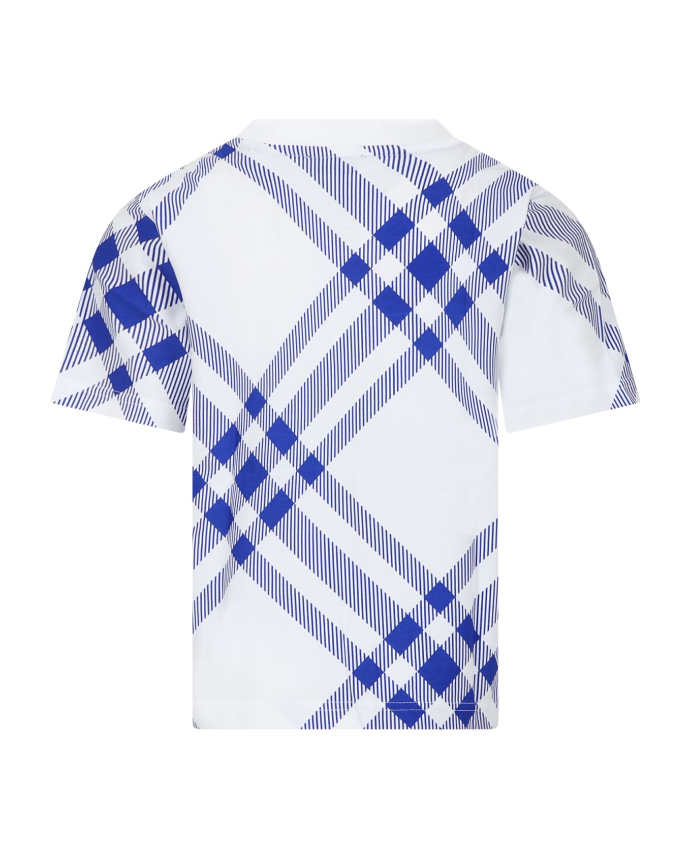 Burberry T-shirt Per Bambini Con Check All-over - Blue Tシャツ＆ポロシャツ