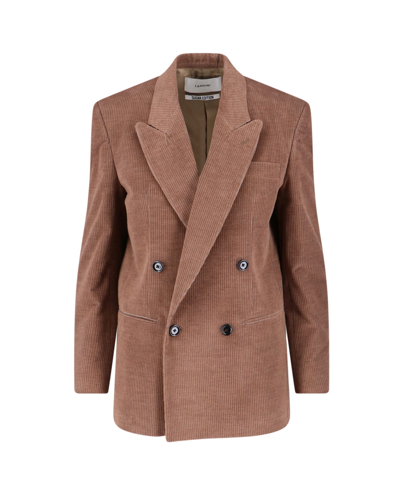 Lardini Double-breasted Velvet Blazer - Brown