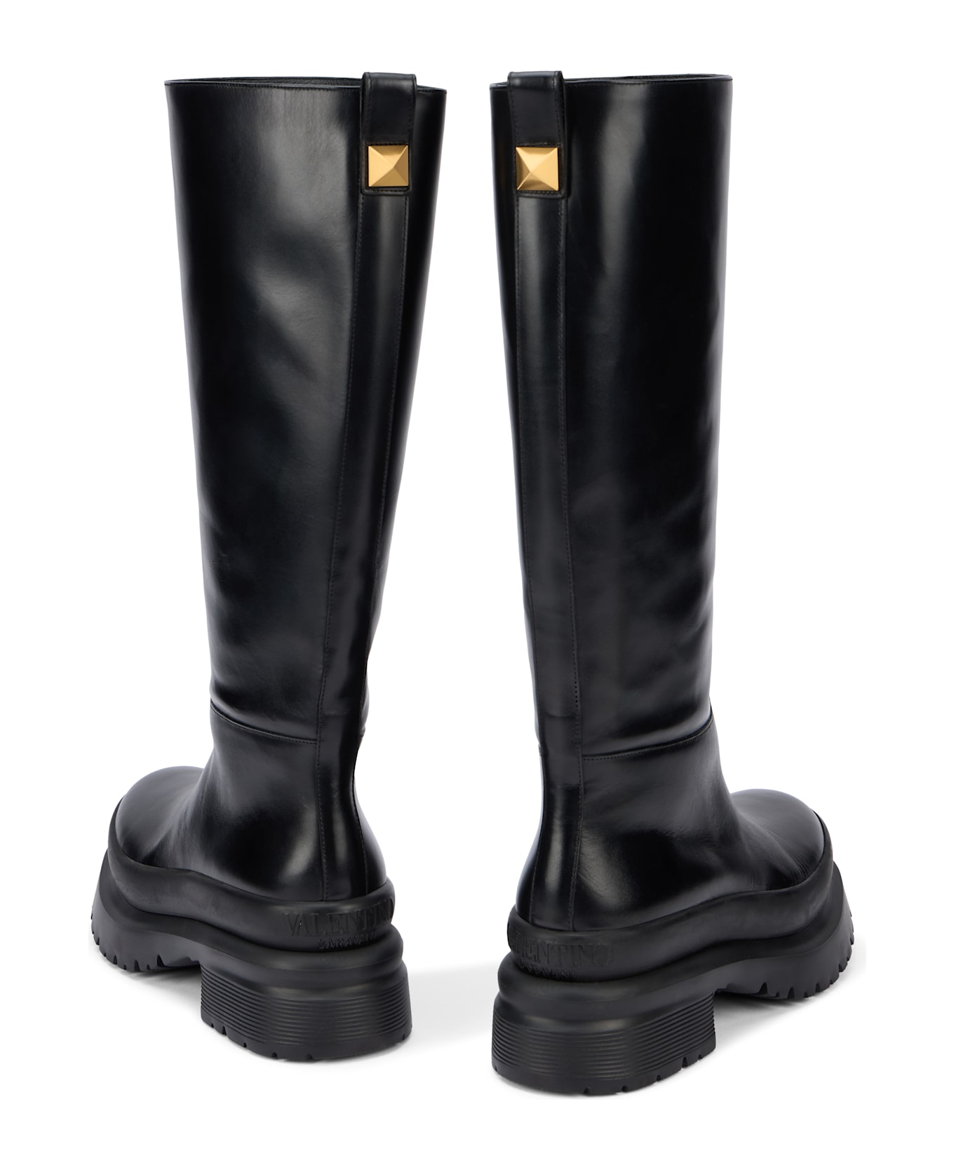 Valentino Garavani Elegant Black Leather High Boots - black