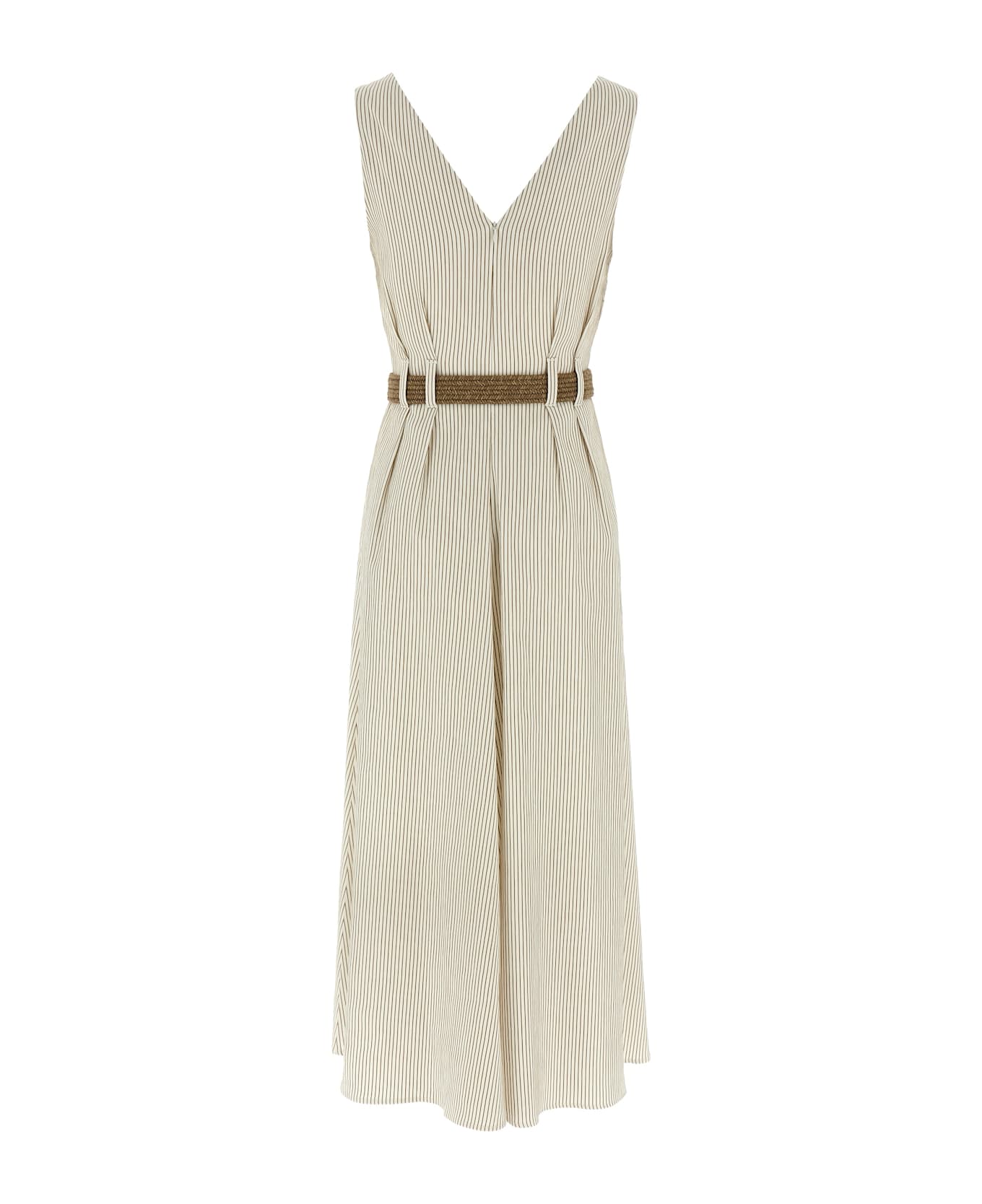 Brunello Cucinelli Precoius Shoulder Detail Dress - White
