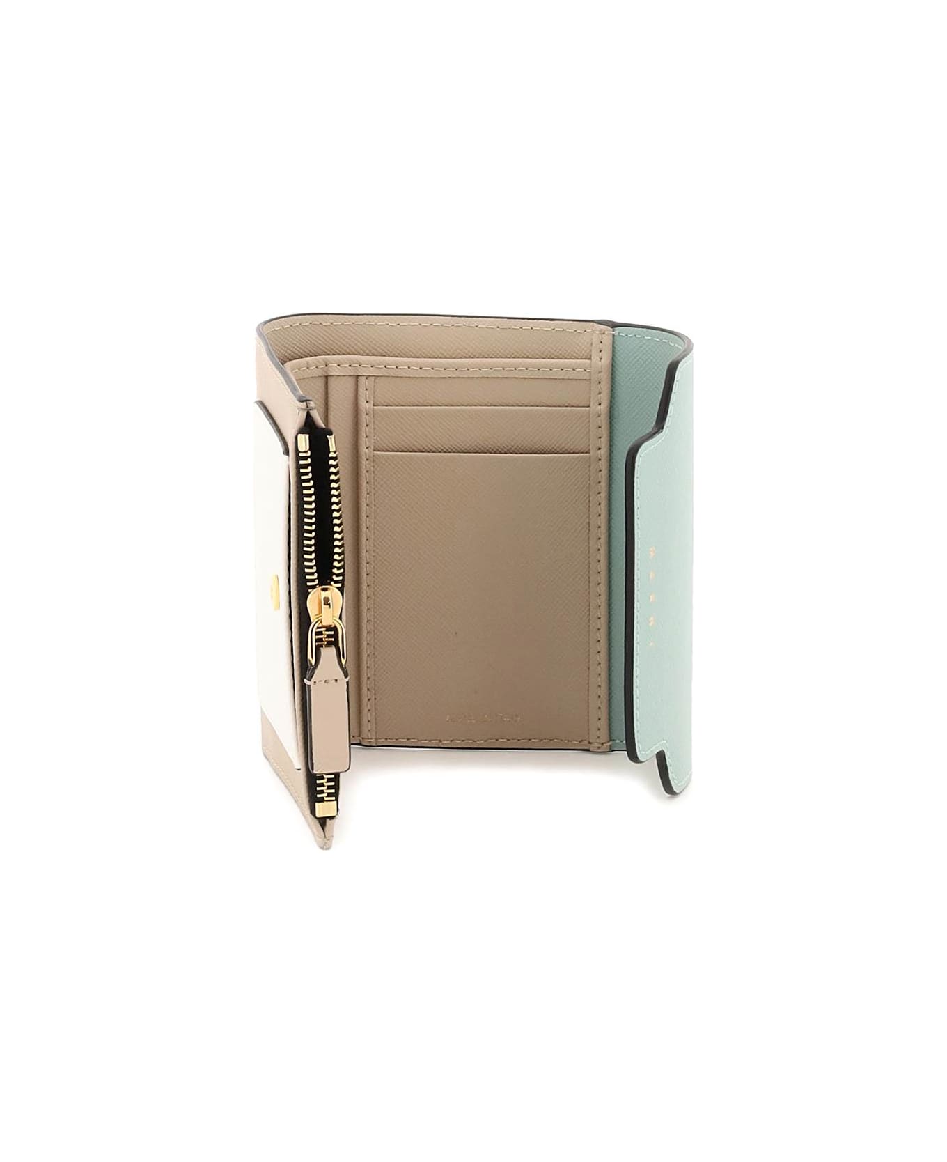 Marni Bi-fold Wallet With Flap - TEA GREEN LIMESTONE LCAMEL (Beige) 財布