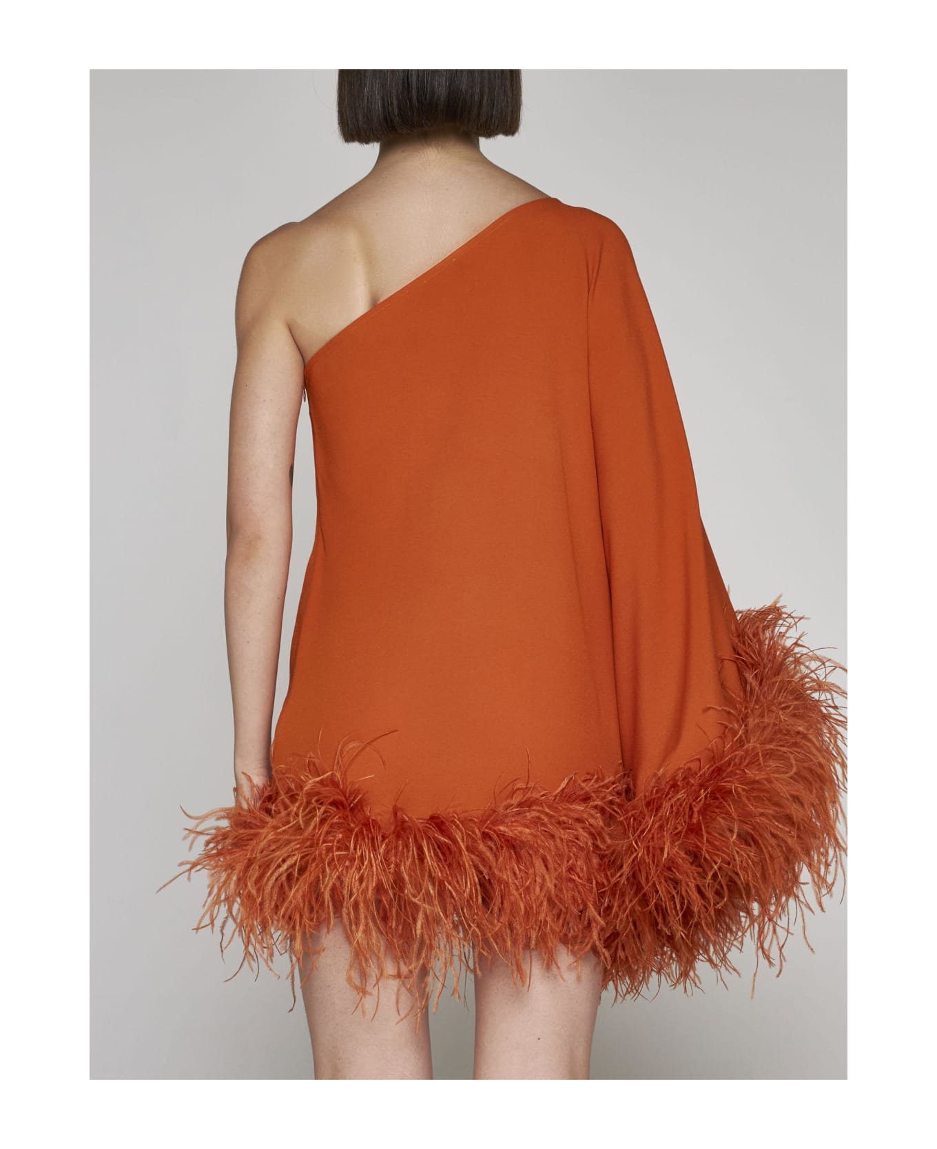 Taller Marmo Ubud Feathered Viscose-blend Dress - Orange