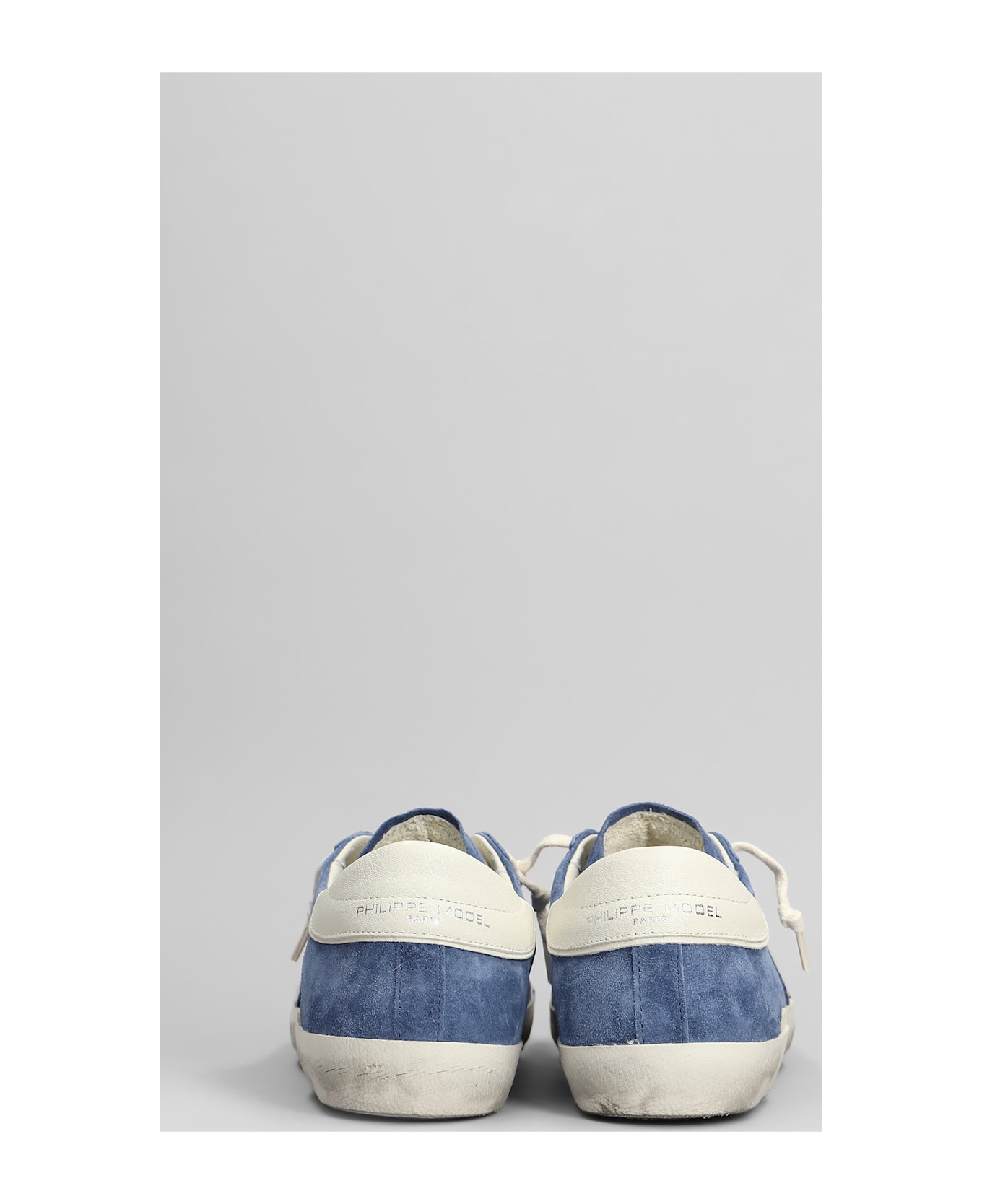 Philippe Model Prsx Low Sneakers In Blue Suede - blue