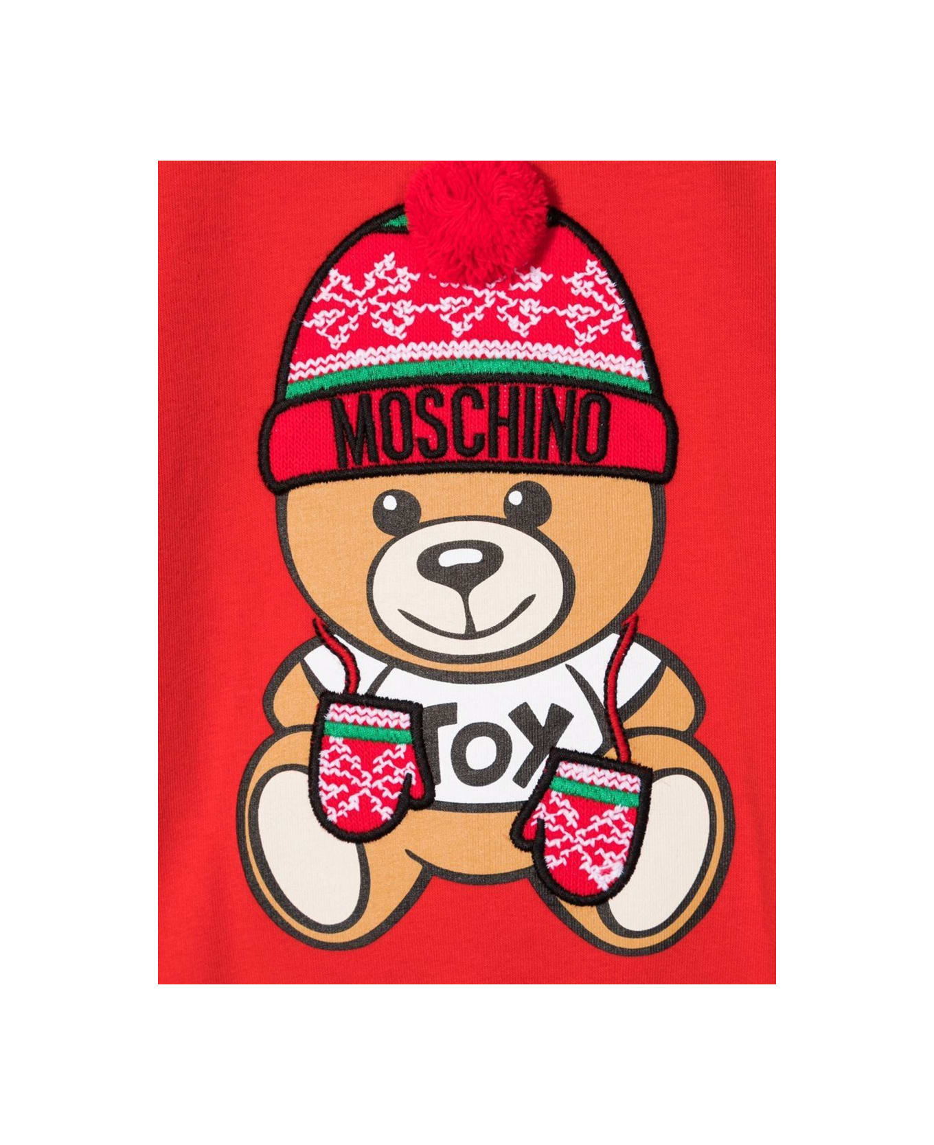 Moschino Abito In Cotone Con Teddy - RED