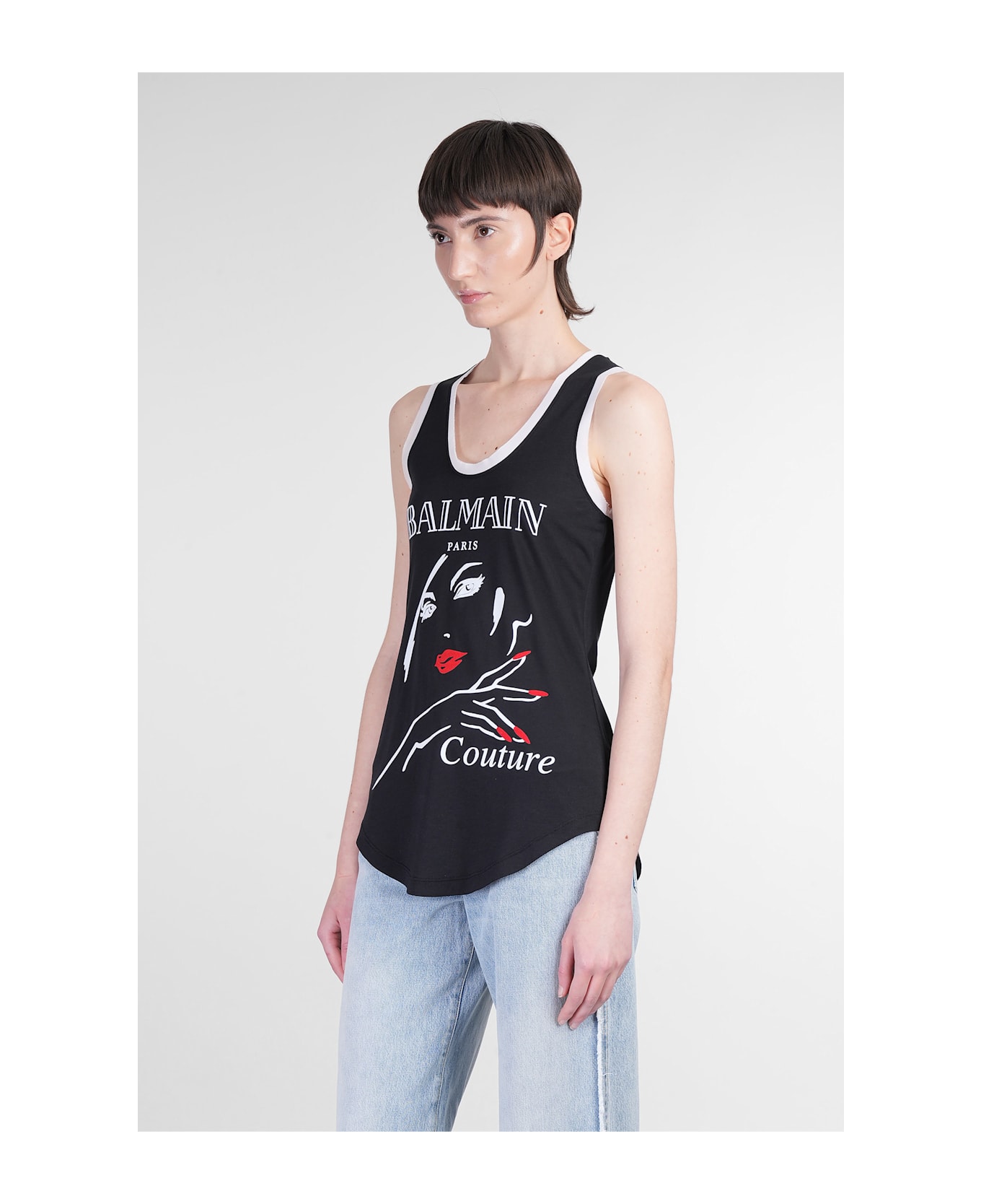 Balmain Tank Top In Black Wool And Polyester - black