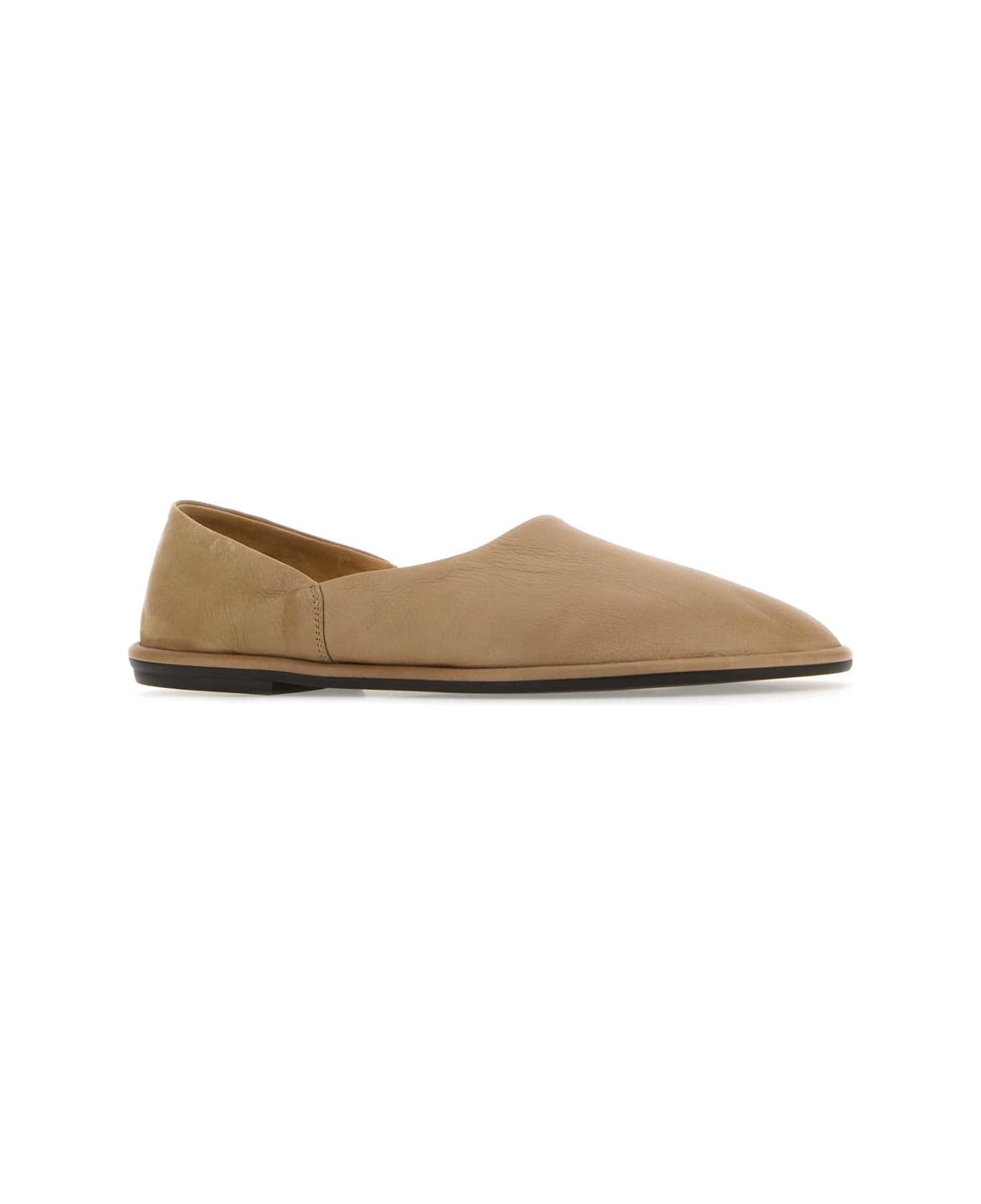 The Row Beige Leather Canal Slip Ons - TAUPE