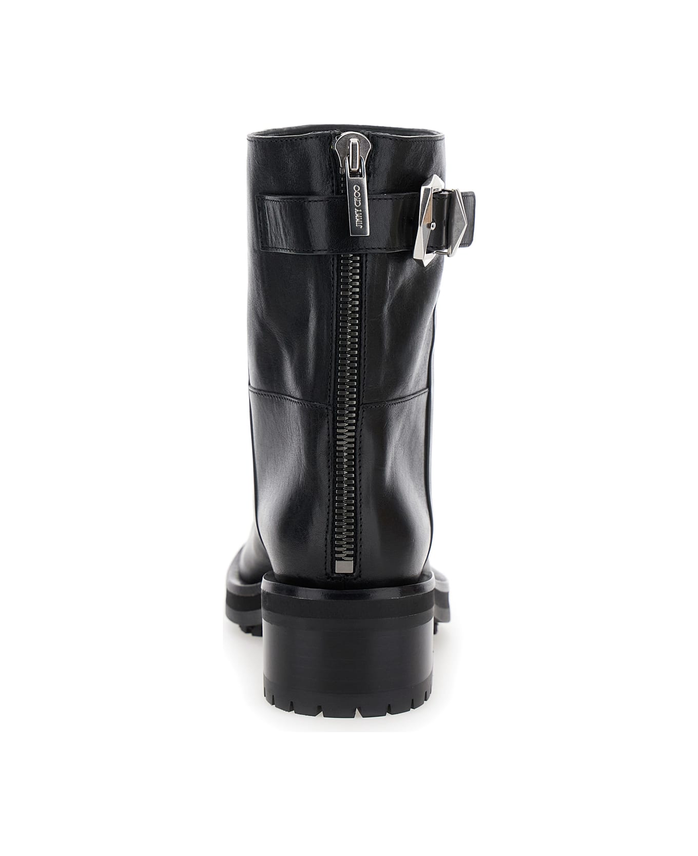 Jimmy Choo 'brooklyn' Black Ankle Boots With Buckle In Smooth Leather Woman - Black